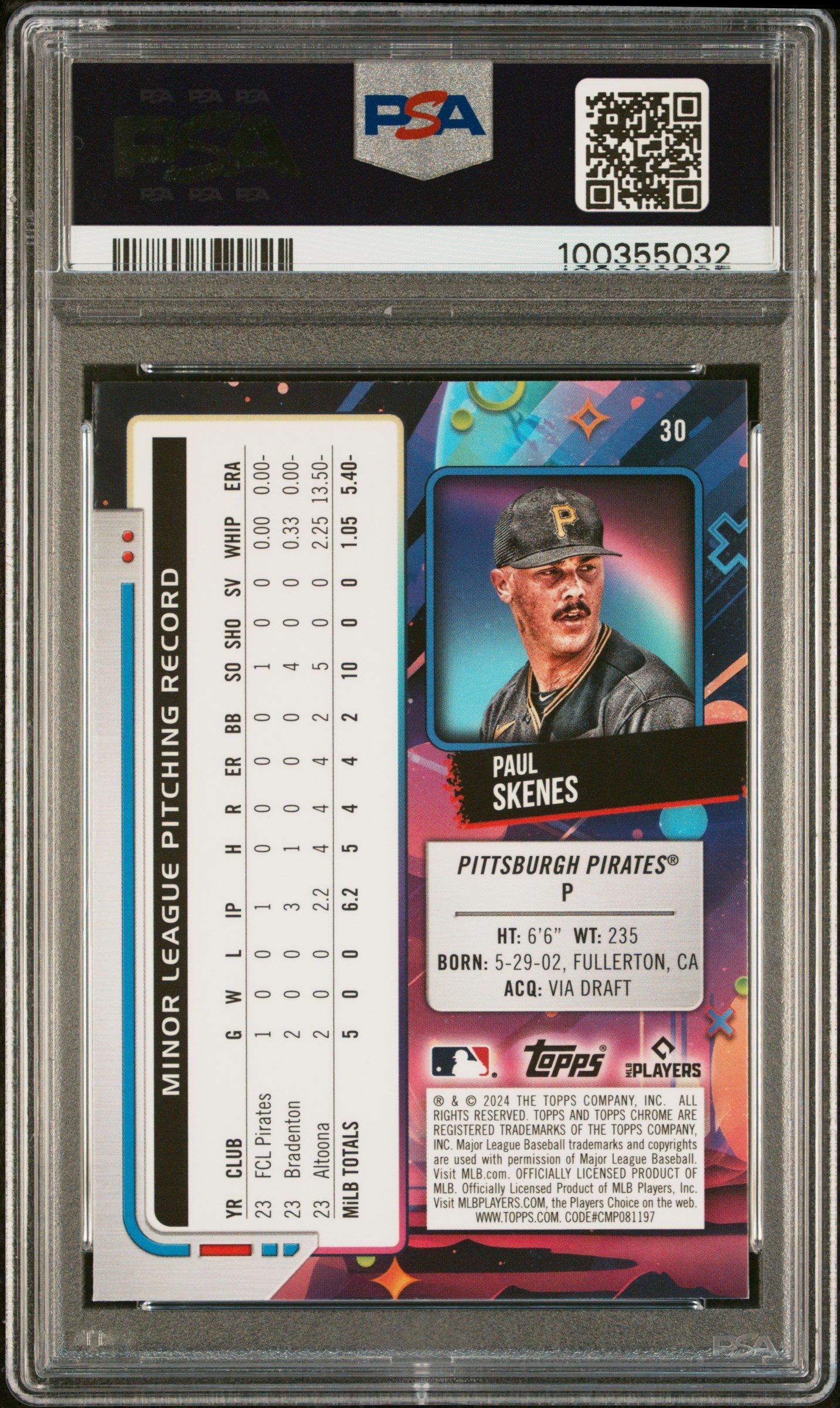 2024 Topps Chrome Cosmic 30 Paul Skenes PSA