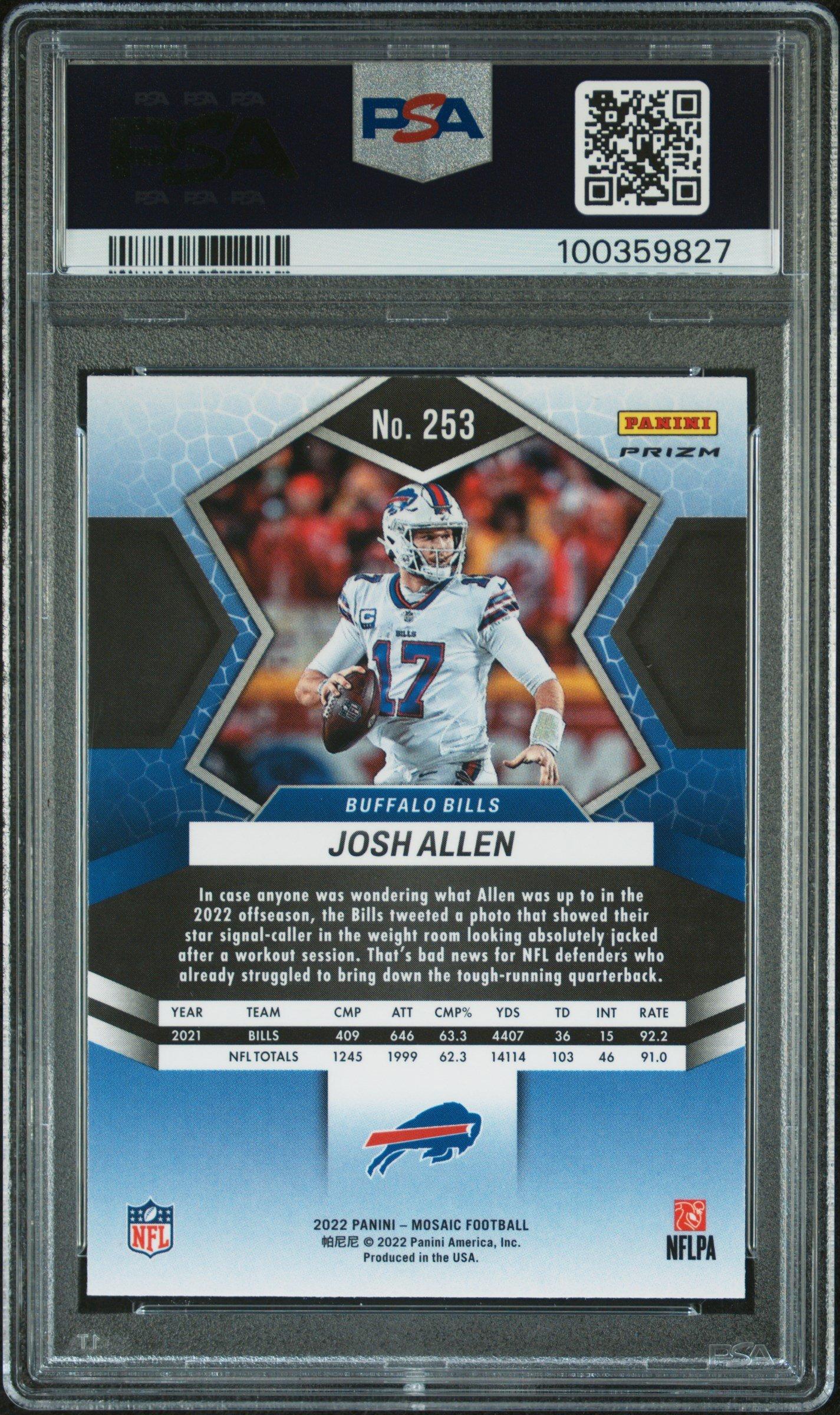 2022 Panini Mosaic 253 Josh Allen Reactive Orange PSA 10