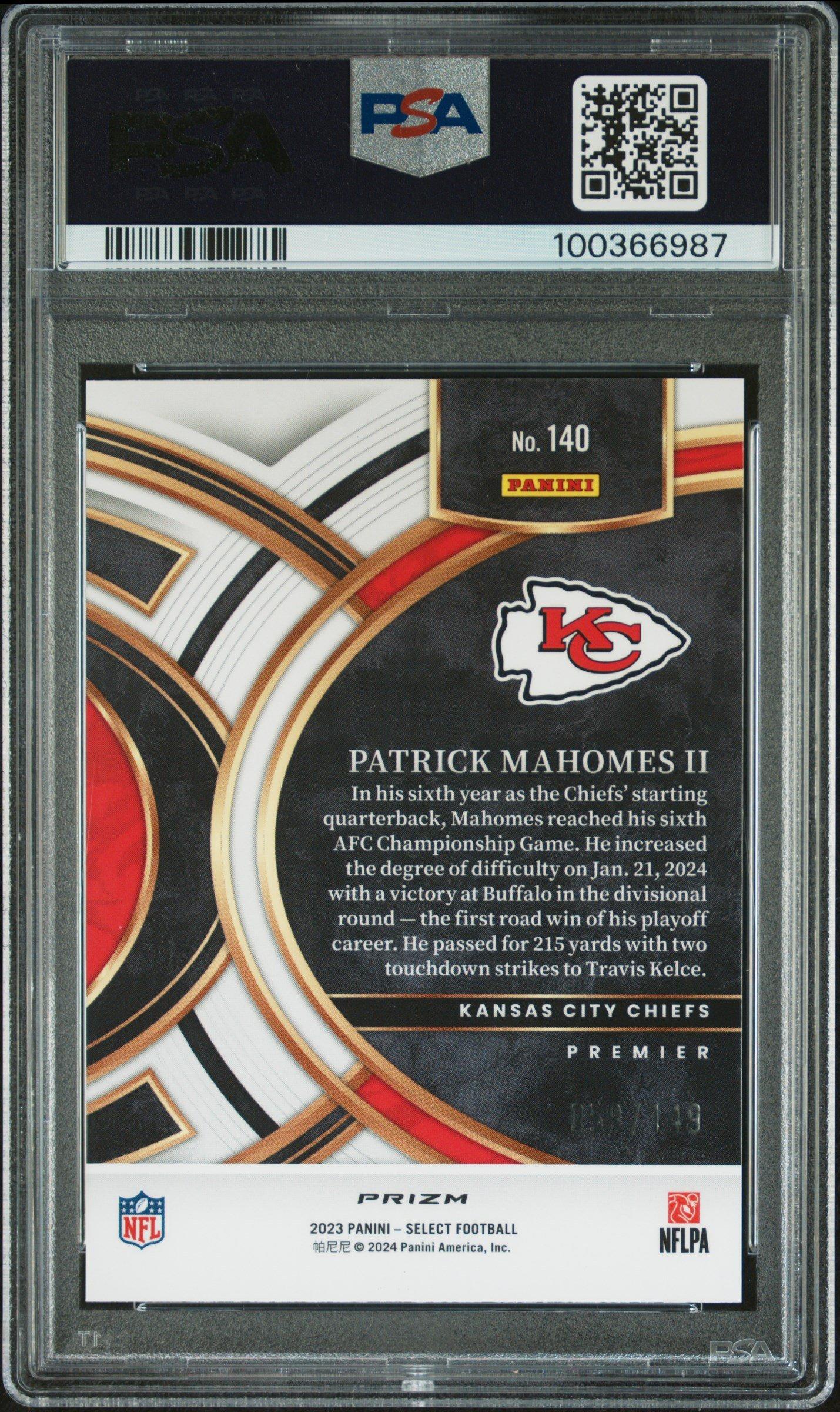 2023 Panini Select 140 Patrick Mahomes Ii Blue Prizm PSA