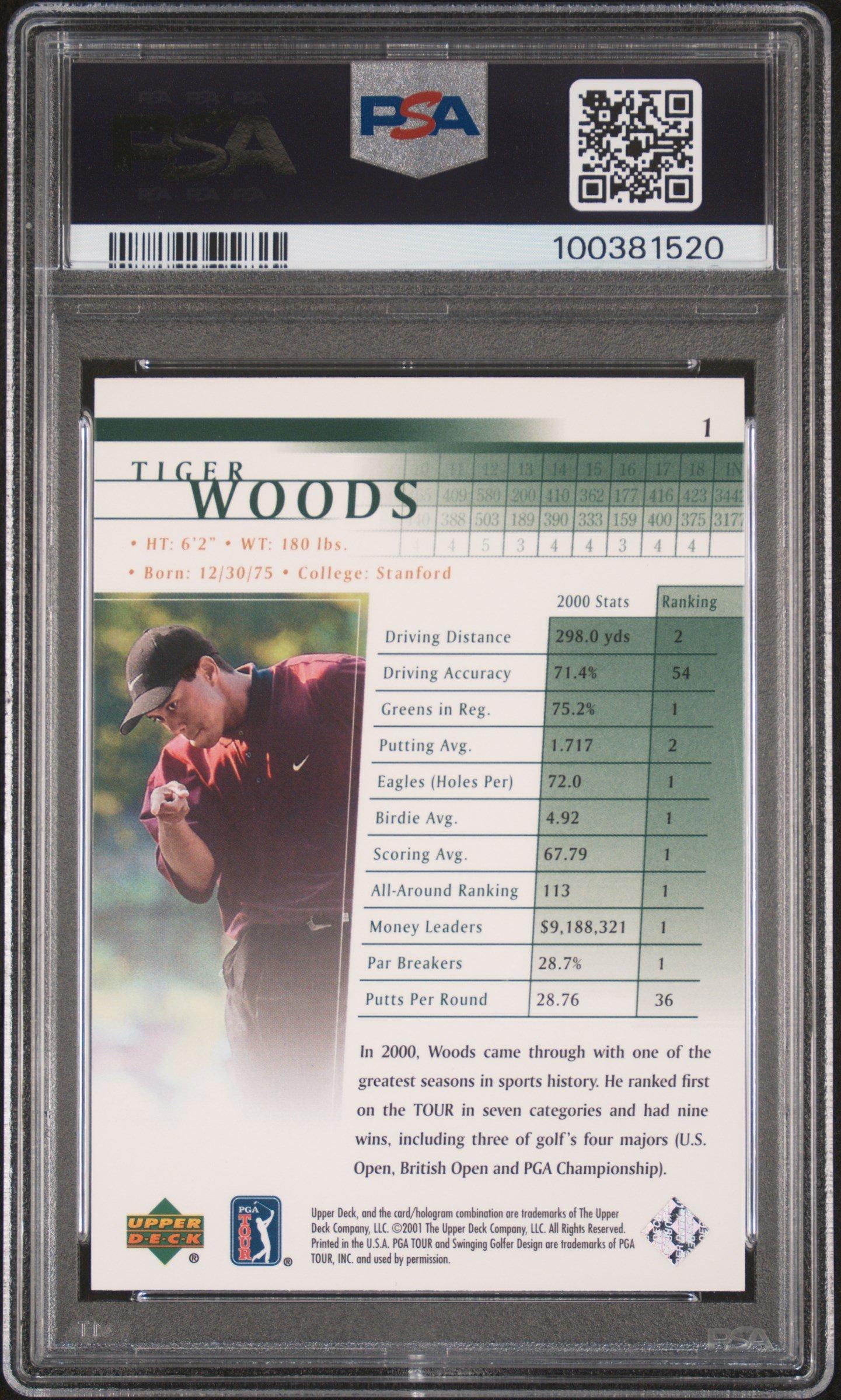 2001 Upper Deck Golf 1 Tiger Woods PSA 9 Graded Card | GameStop