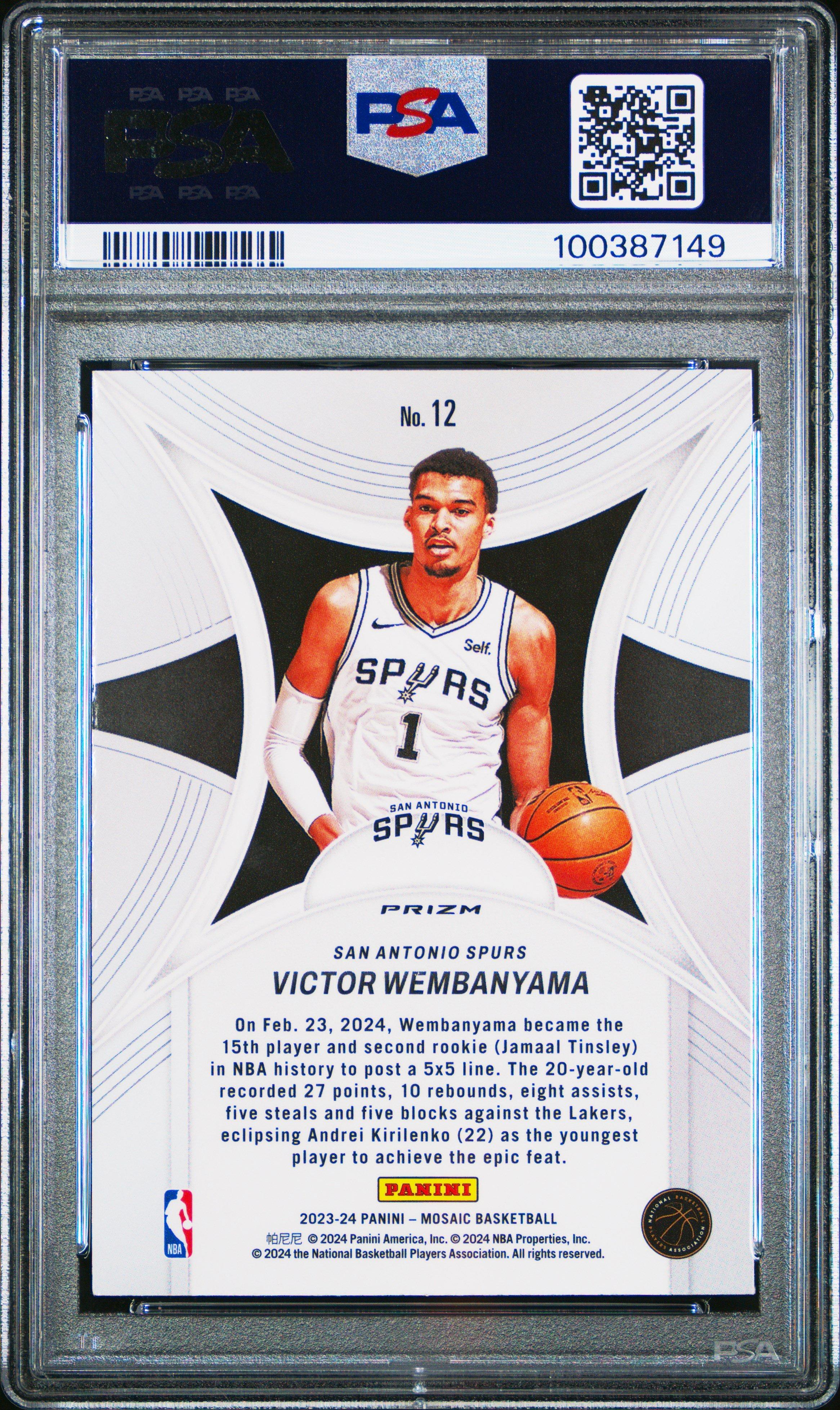 2023 Panini Mosaic Epic Performers 12 Victor Wembanyama PSA 10