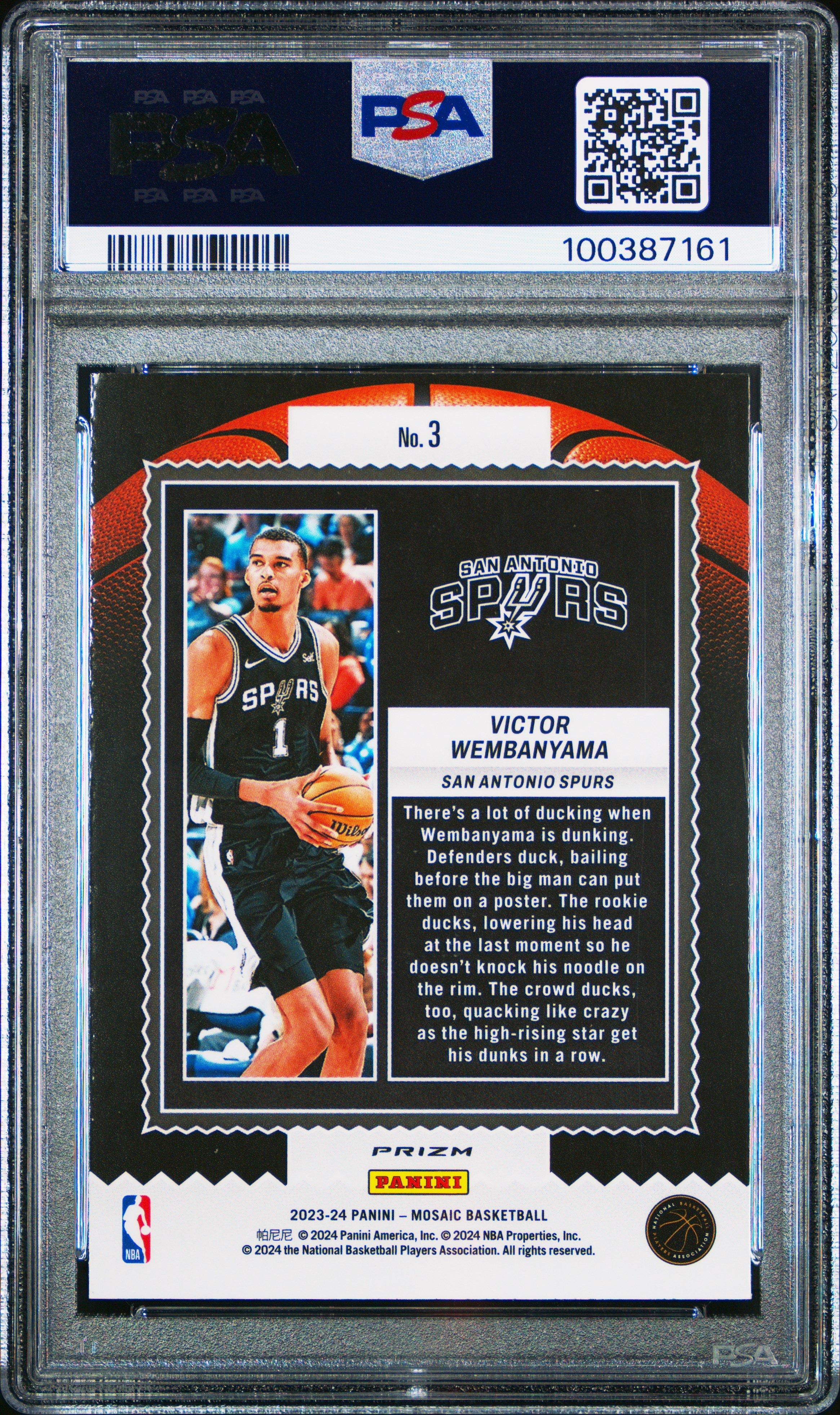 2023 Panini Mosaic Jam Masters 3 Victor Wembanyama PSA 10