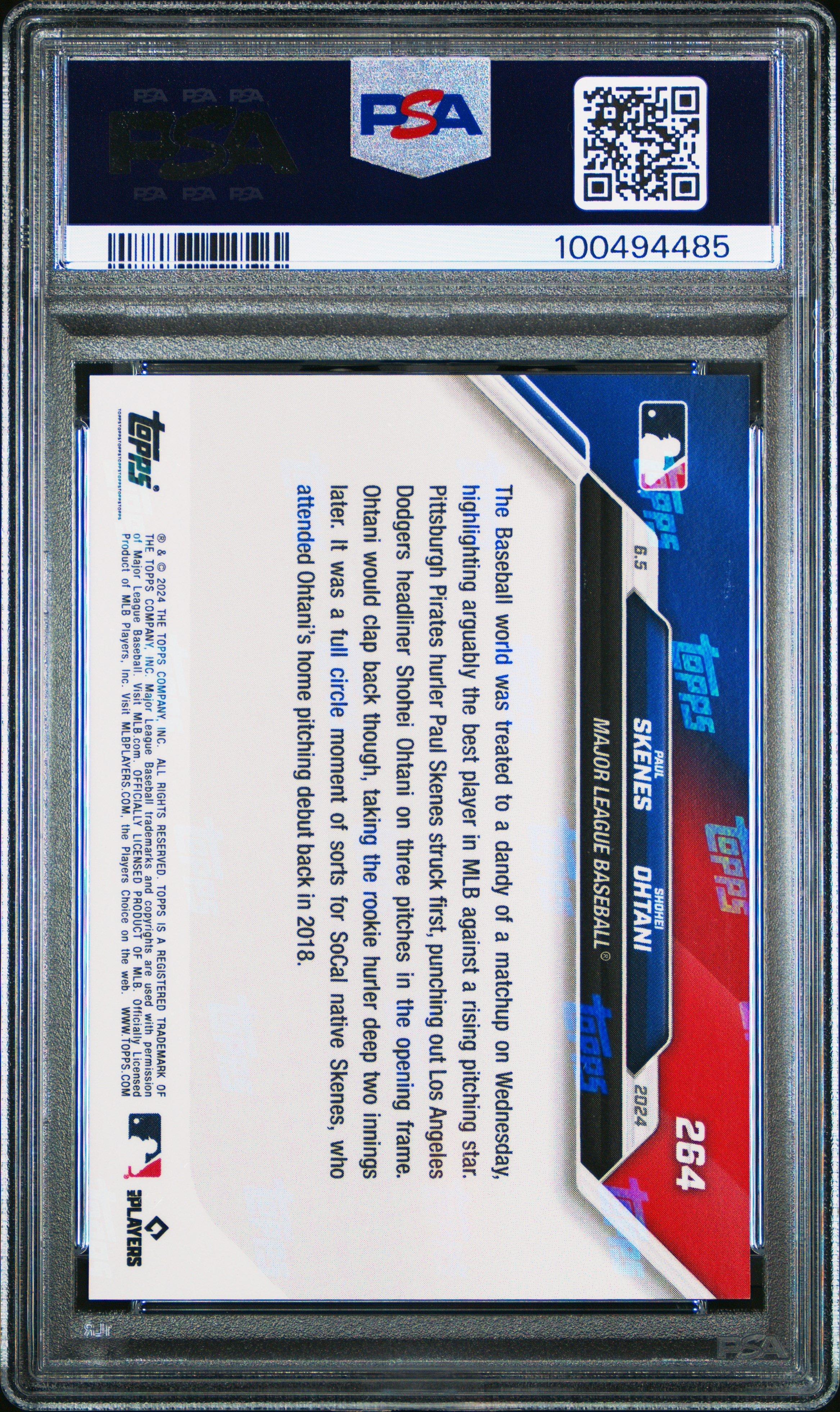 2024 Topps Now 264 Shohei Ohtani\paul Skenes PSA 10