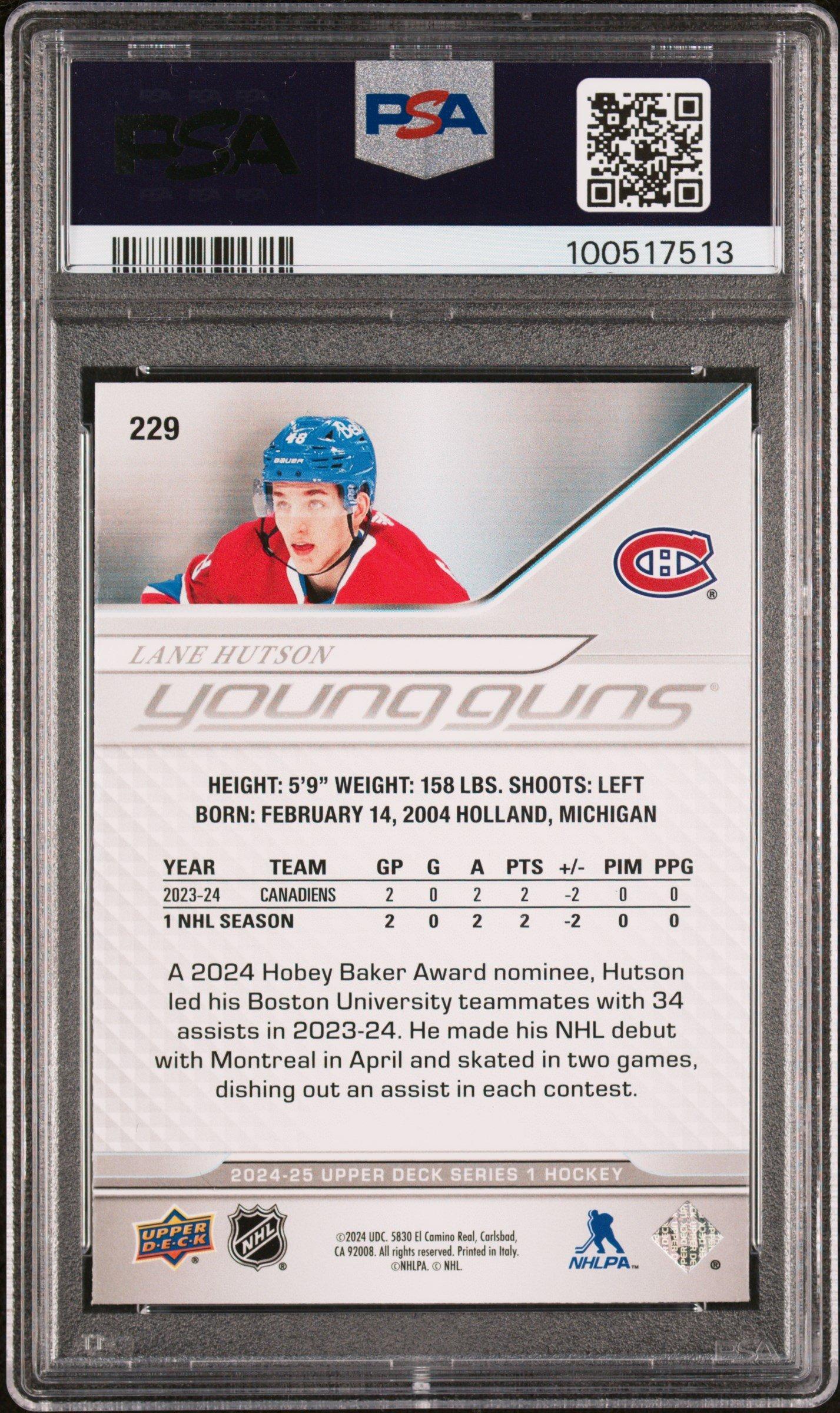 2024 Upper Deck 229 Lane Hutson PSA