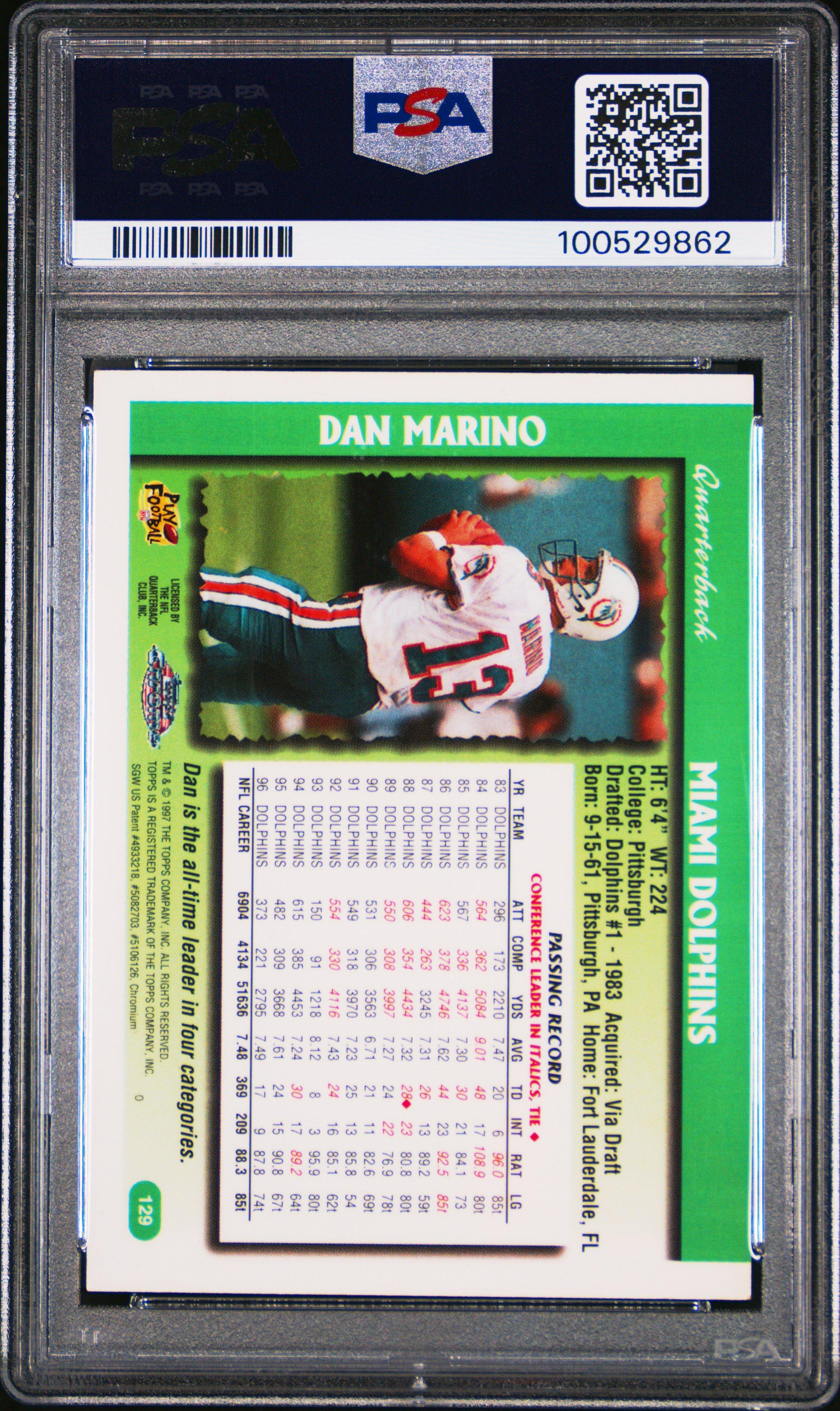 1997 Topps Chrome 129 Dan Marino PSA 9