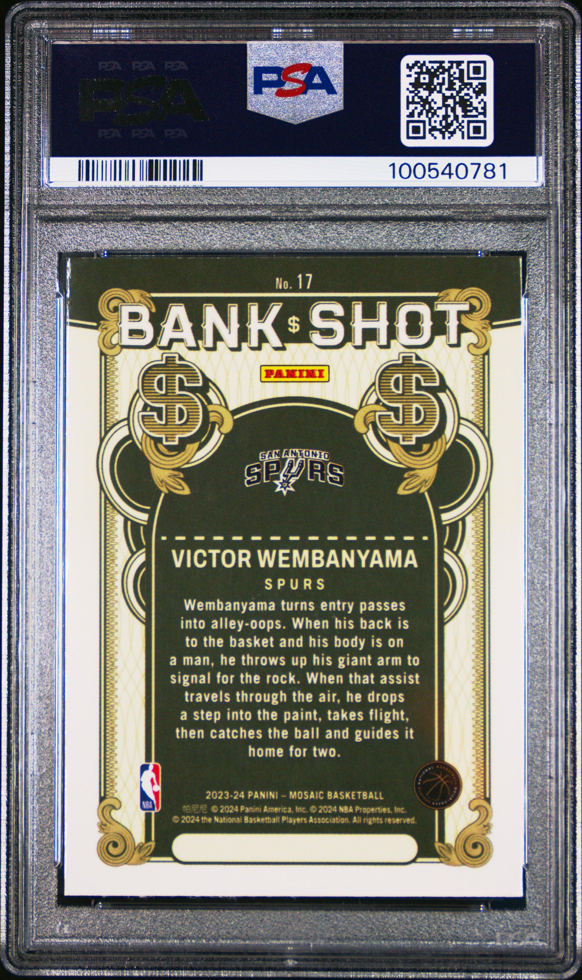 2023 Panini Mosaic Bank Shot 17 Victor Wembanyama PSA 10 Graded