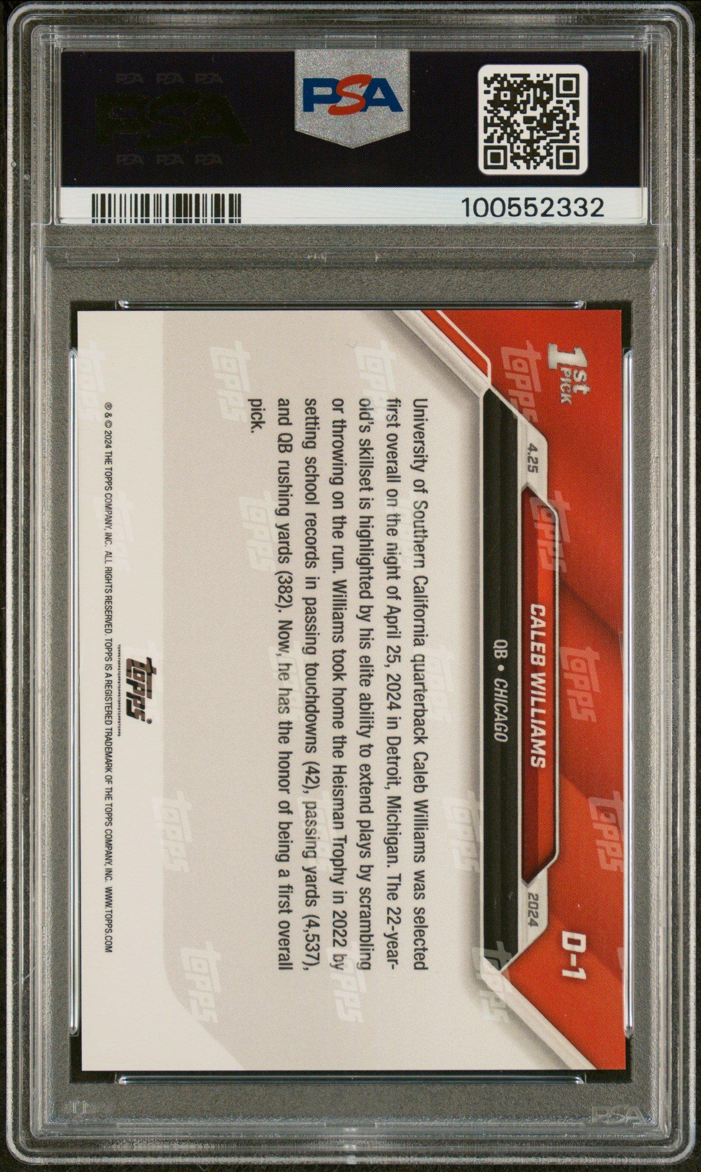 2024 Topps Now D1 Caleb Williams PSA 10