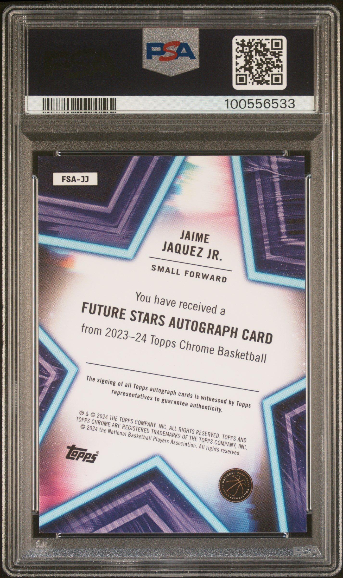 2023 Topps Chrome Future Stars Autographs Fsajj Jaime Jaquez Jr. PSA 10