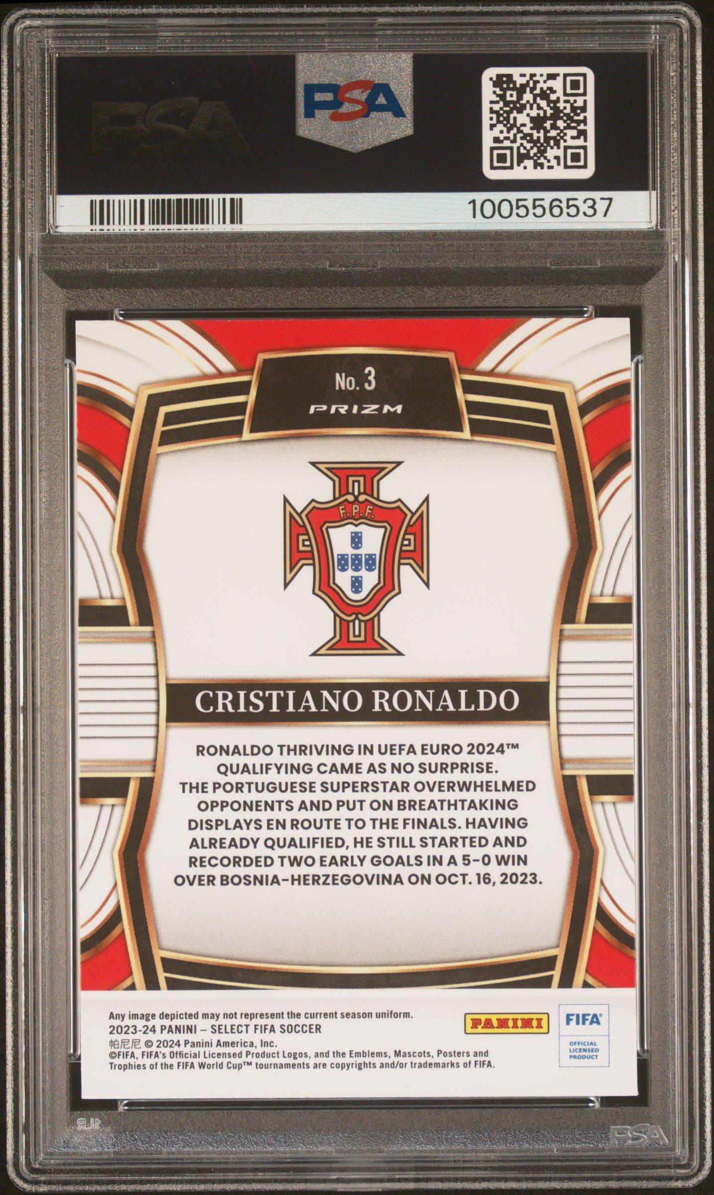 2023-24 Panini Select Fifa Equalizers 3 Cristiano Ronaldo PSA 10