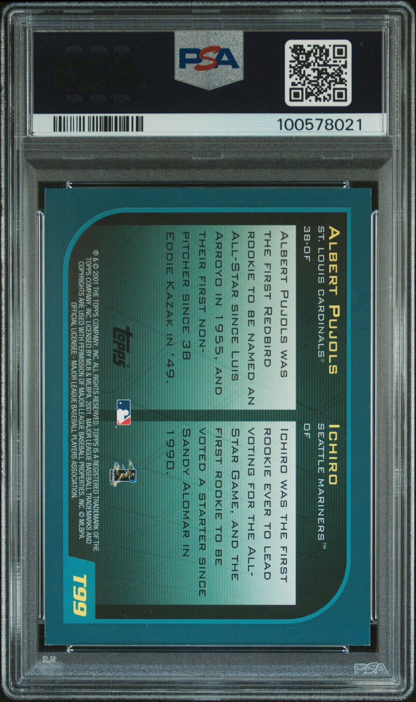 2001 Topps Traded T99 Ichiro/albert Pujols PSA 8