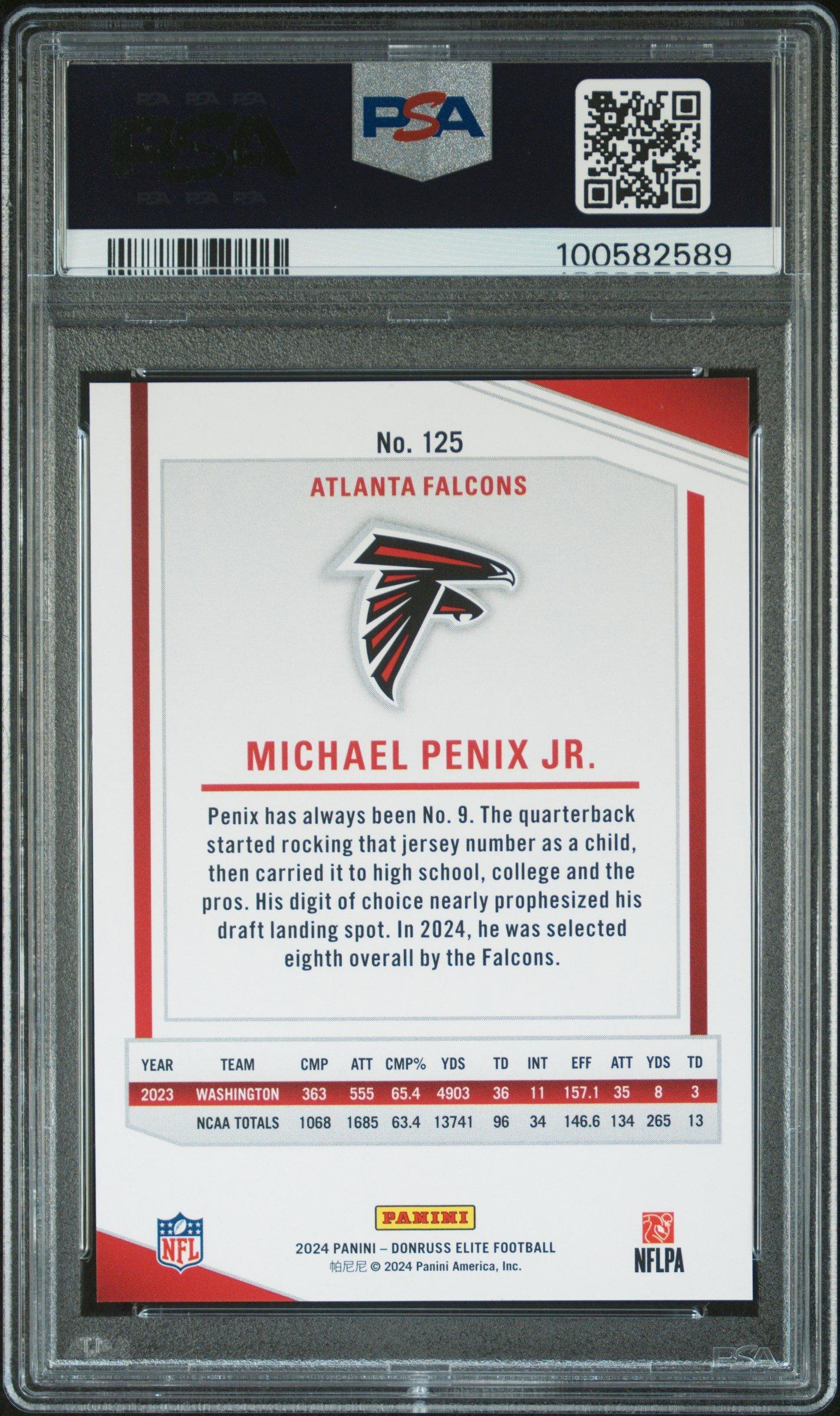 2024 Panini Donruss Elite 125 Michael Penix Jr. Orange PSA 9