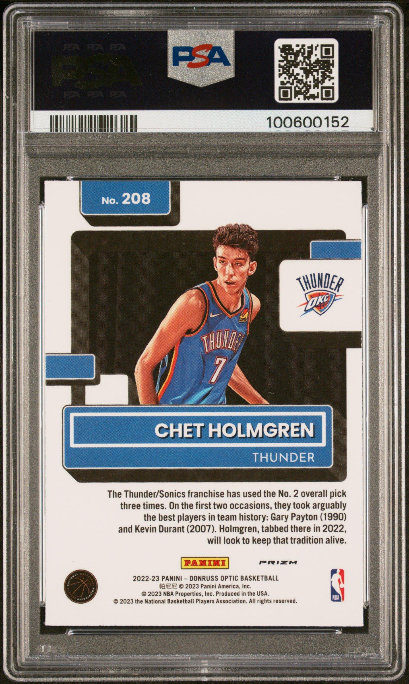 2022 Panini Donruss Optic 208 Chet Holmgren Red Wave PSA 10