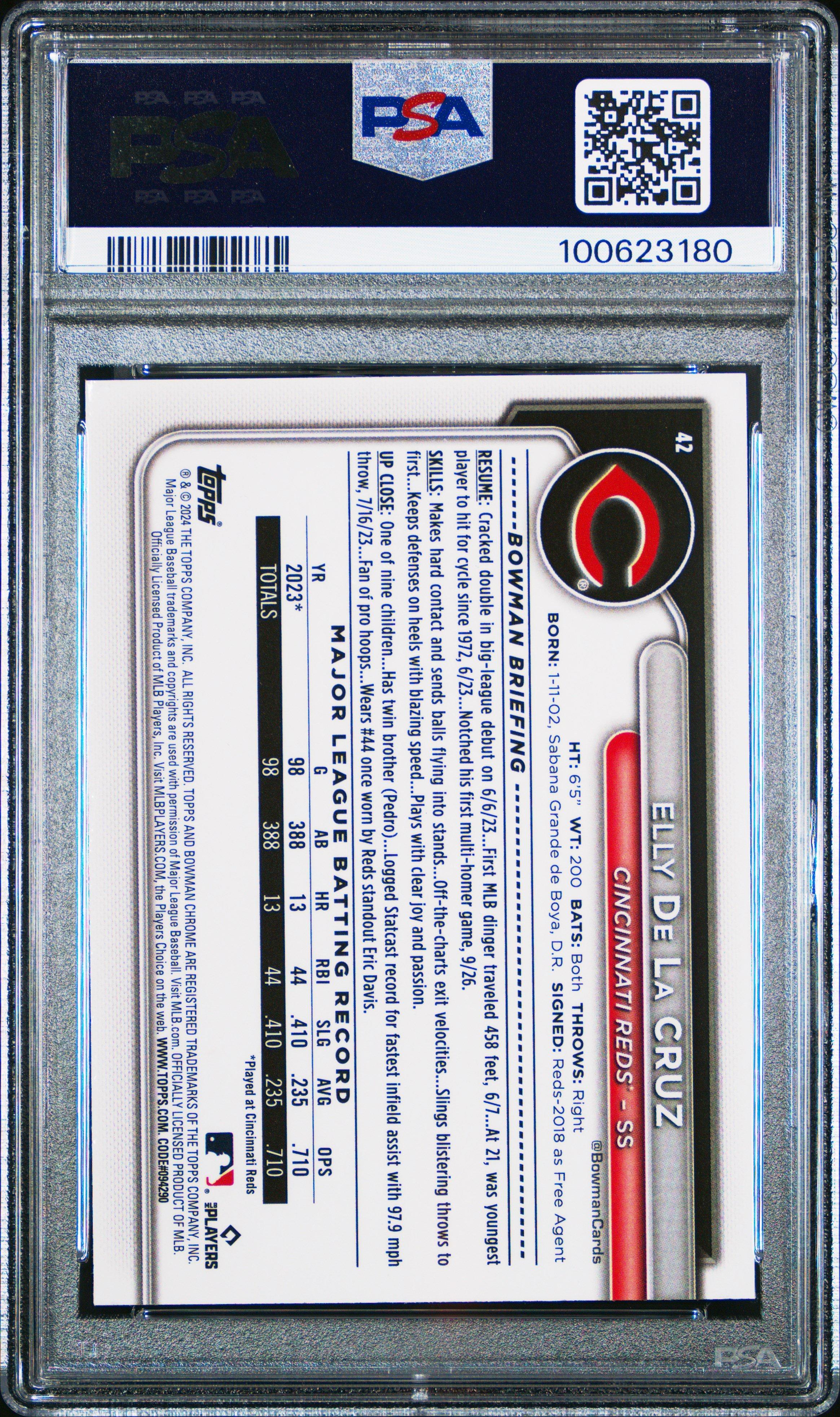 2024 Bowman Chrome Mega Box 42 Elly De La Cruz PSA 10