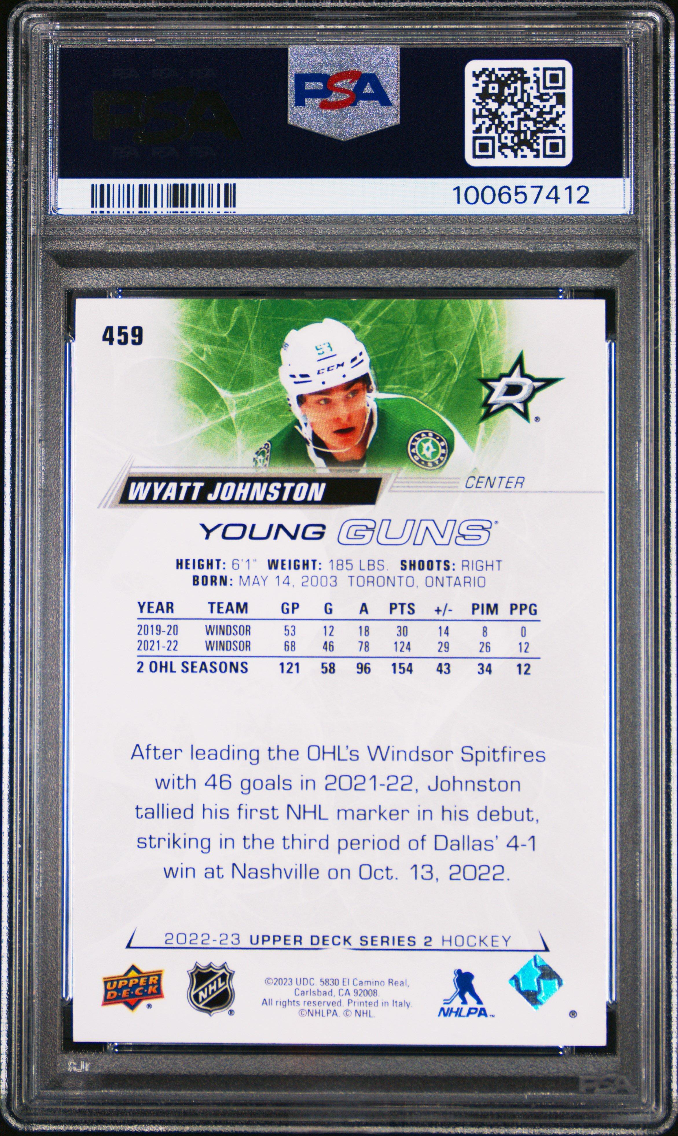 2022 Upper Deck 459 Wyatt Johnston PSA