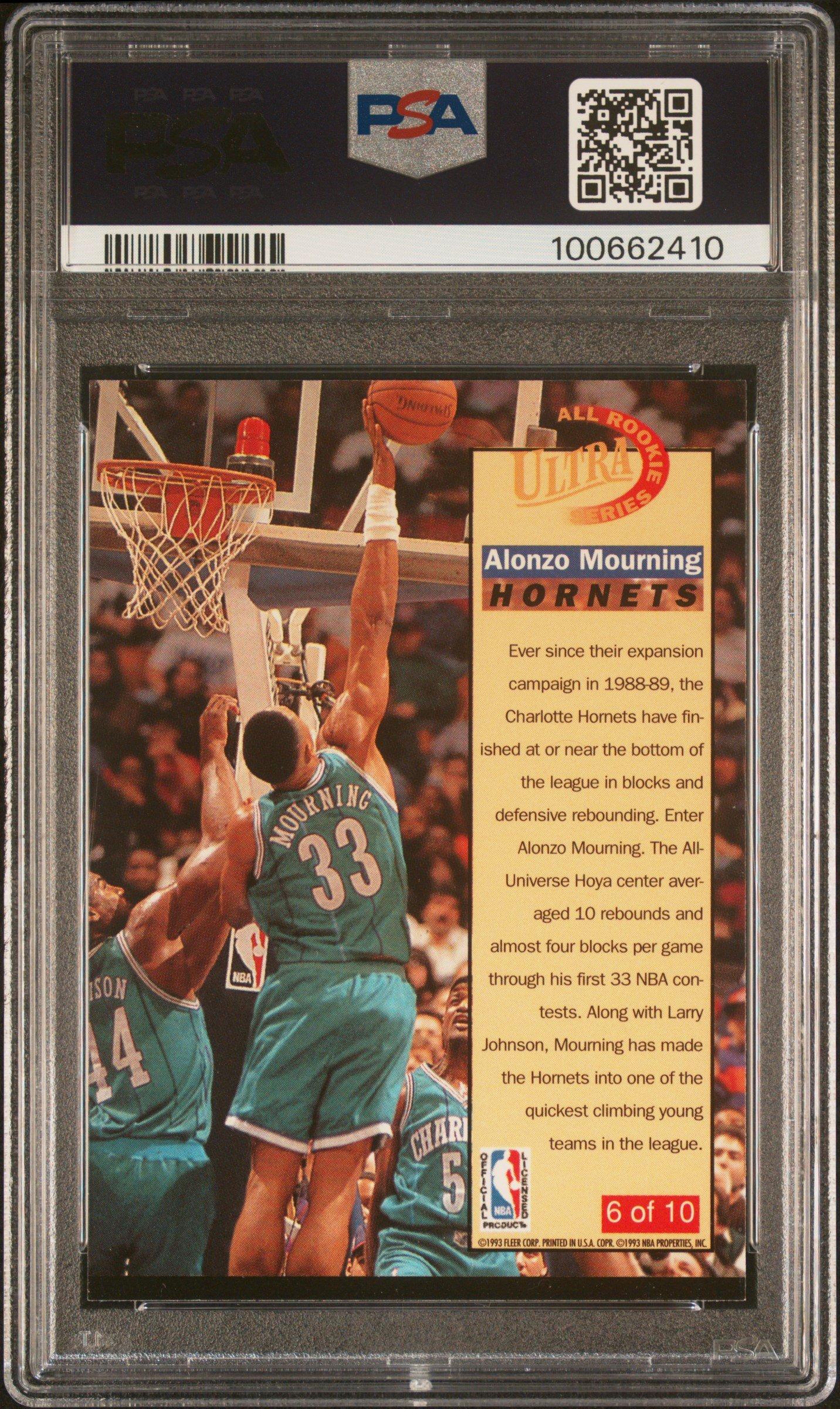 1992 Ultra All-rookies 6 Alonzo Mourning PSA 9