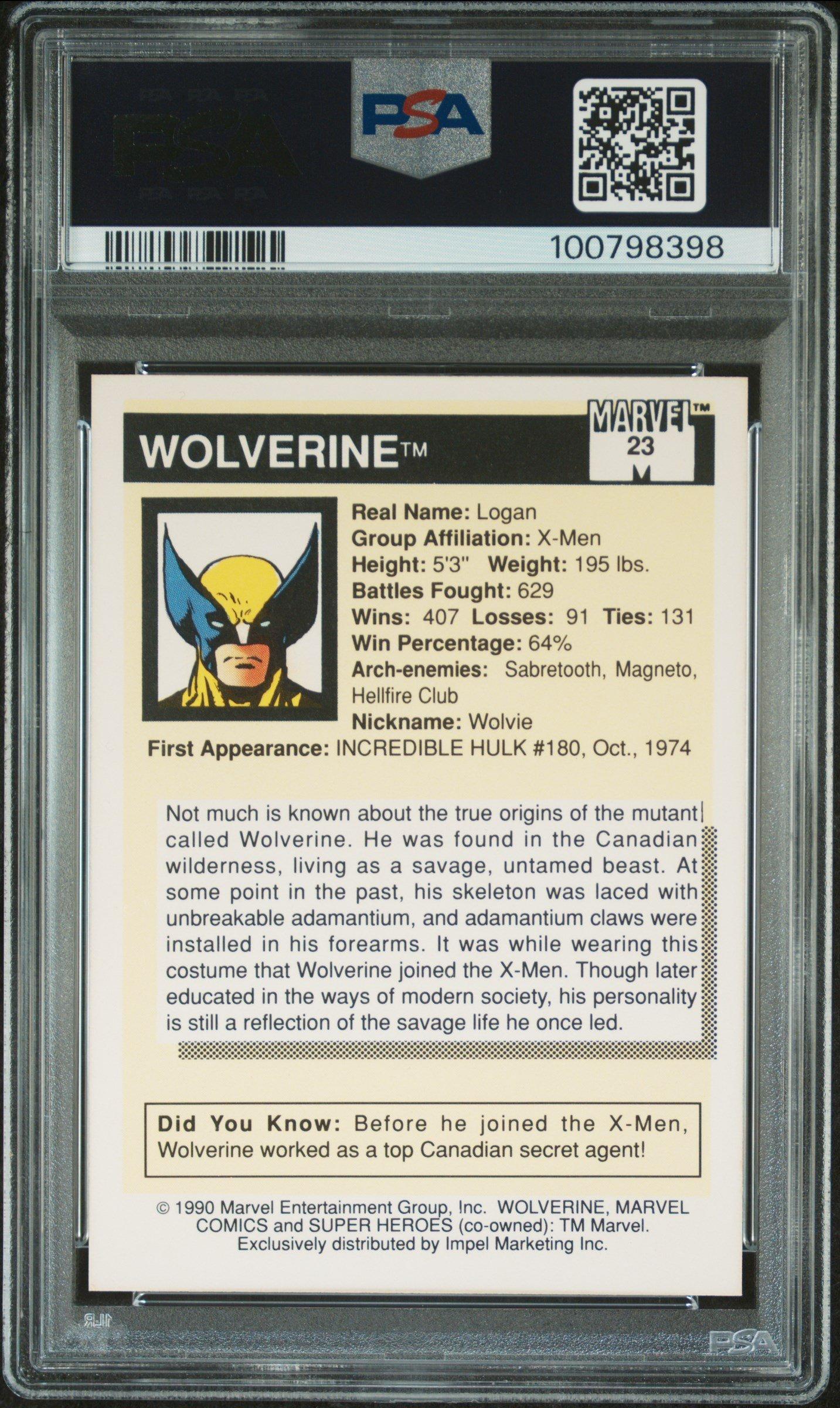 1990 Marvel Universe Wolverine PSA