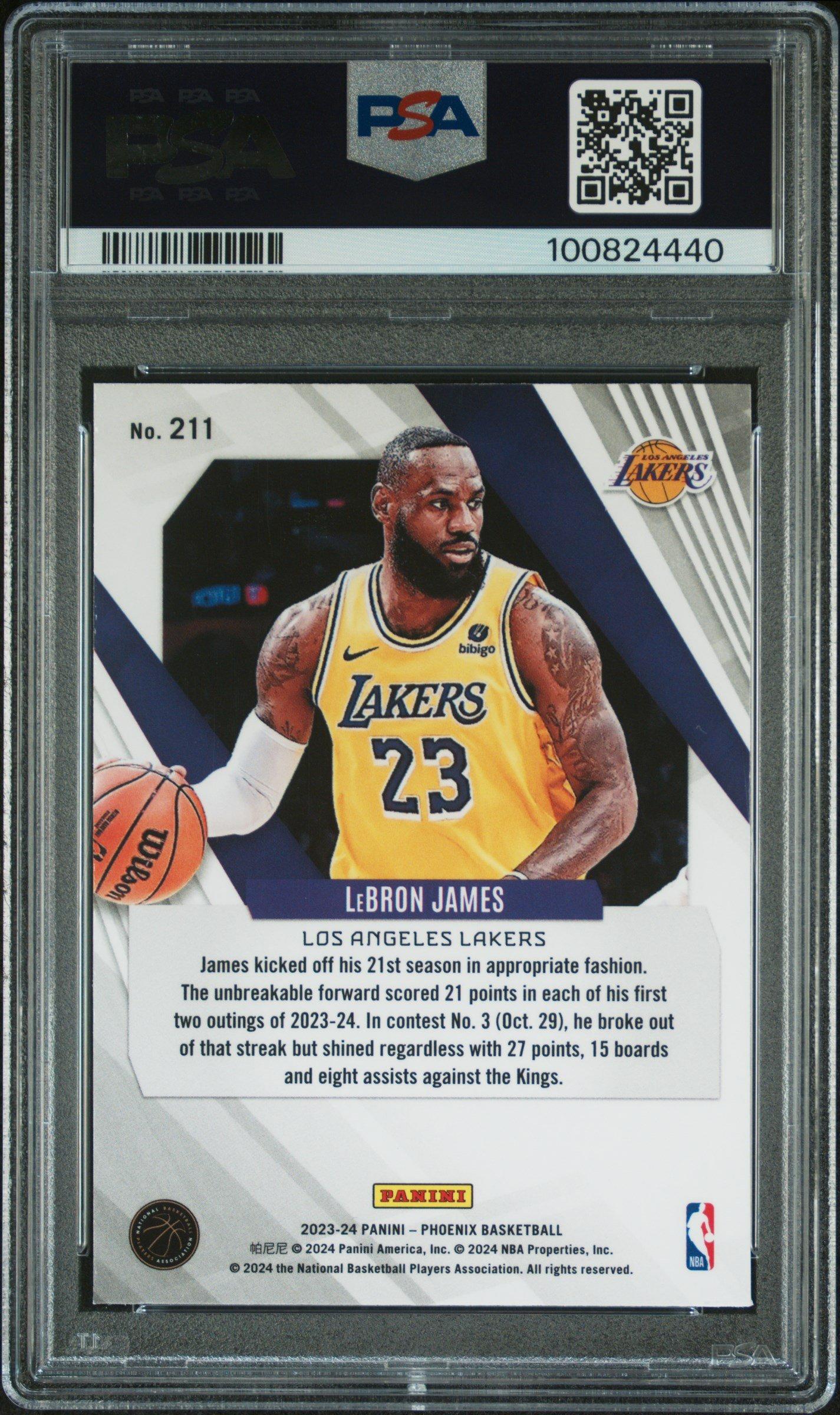 2023 Panini Phoenix 211 Lebron James Blue Ice PSA 10