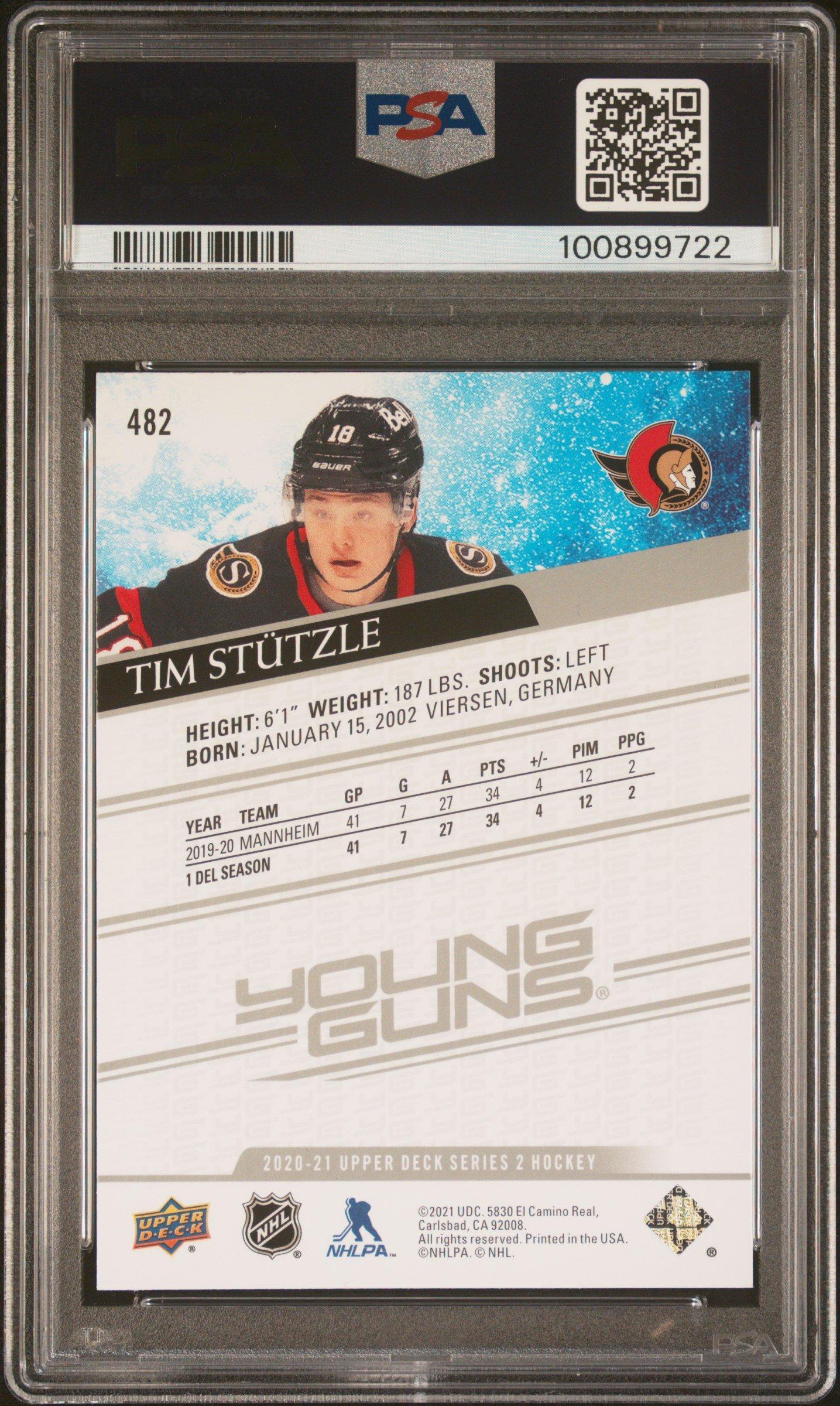 2020 Upper Deck 482 Tim Stutzle PSA 9