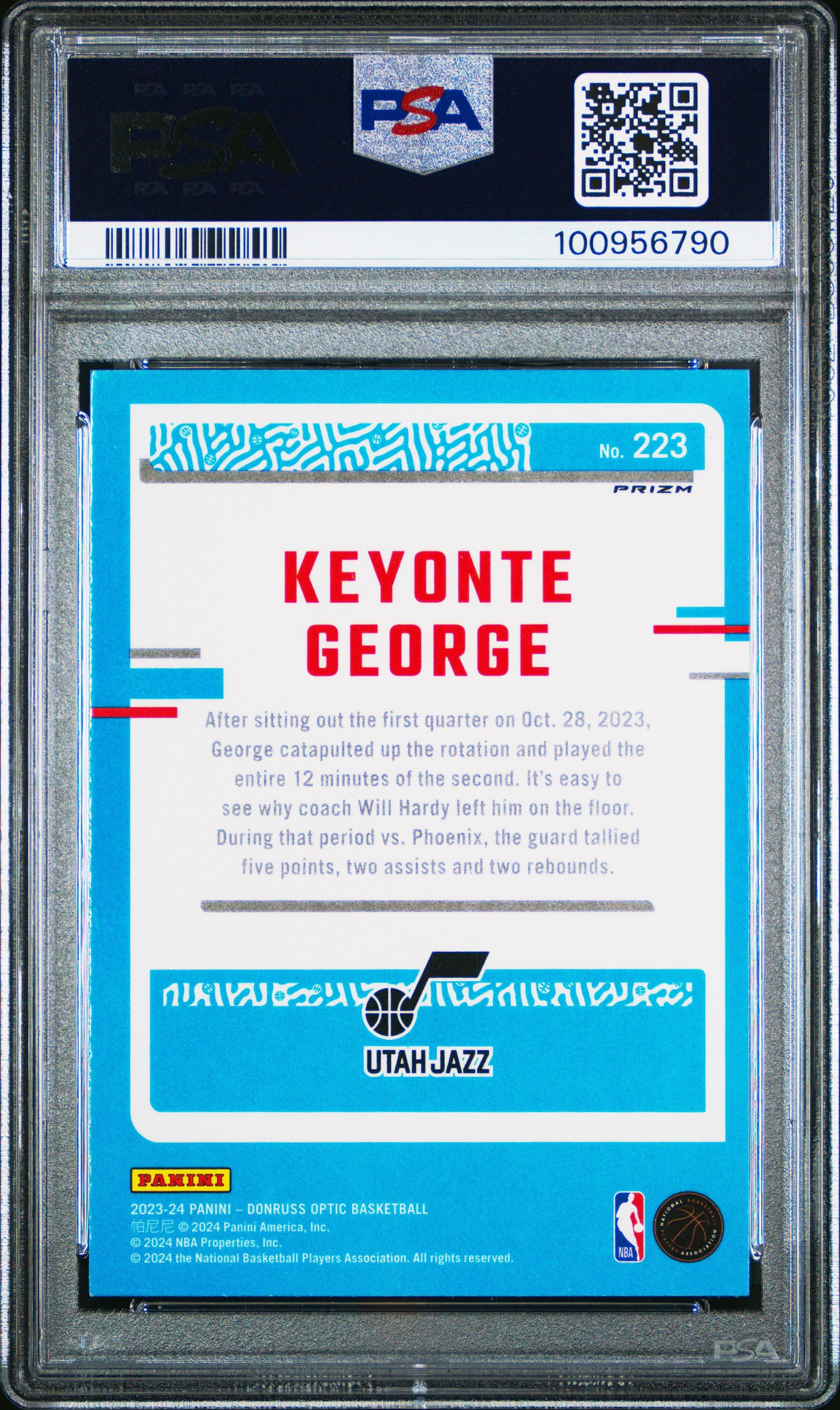 2023 Panini Donruss Optic 223 Keyonte George Hyper Pink PSA 10
