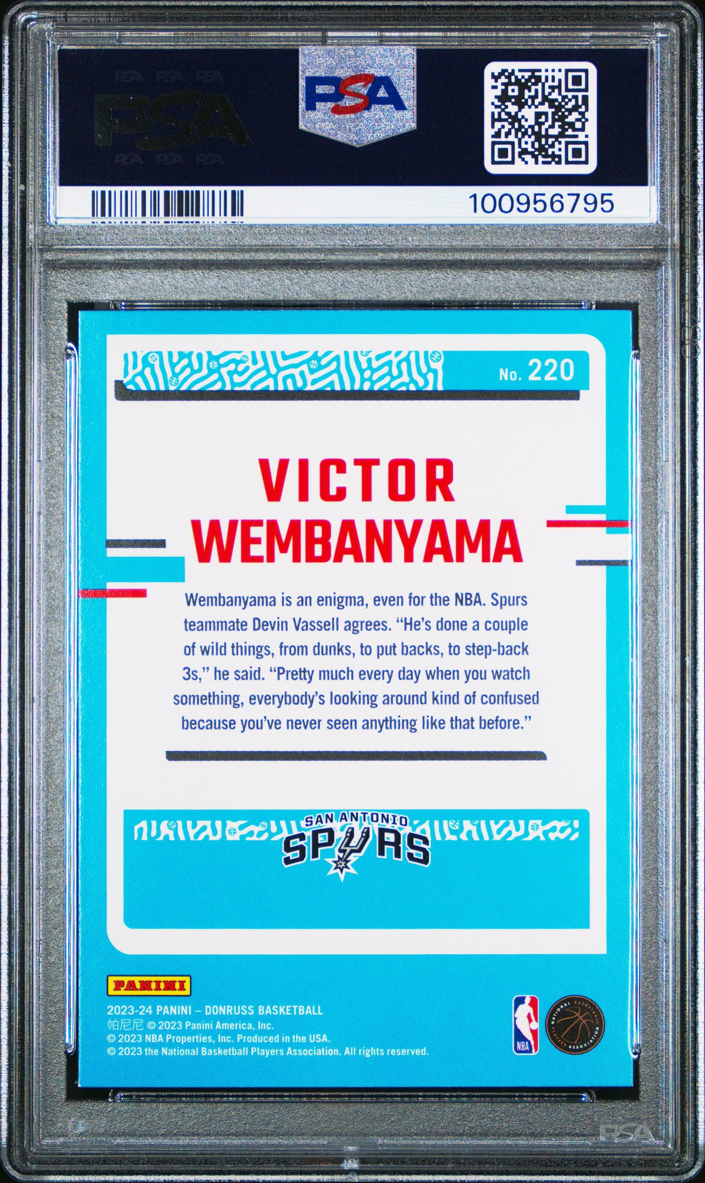 2023 Panini Donruss 220 Victor Wembanyama Yellow Flood PSA 8