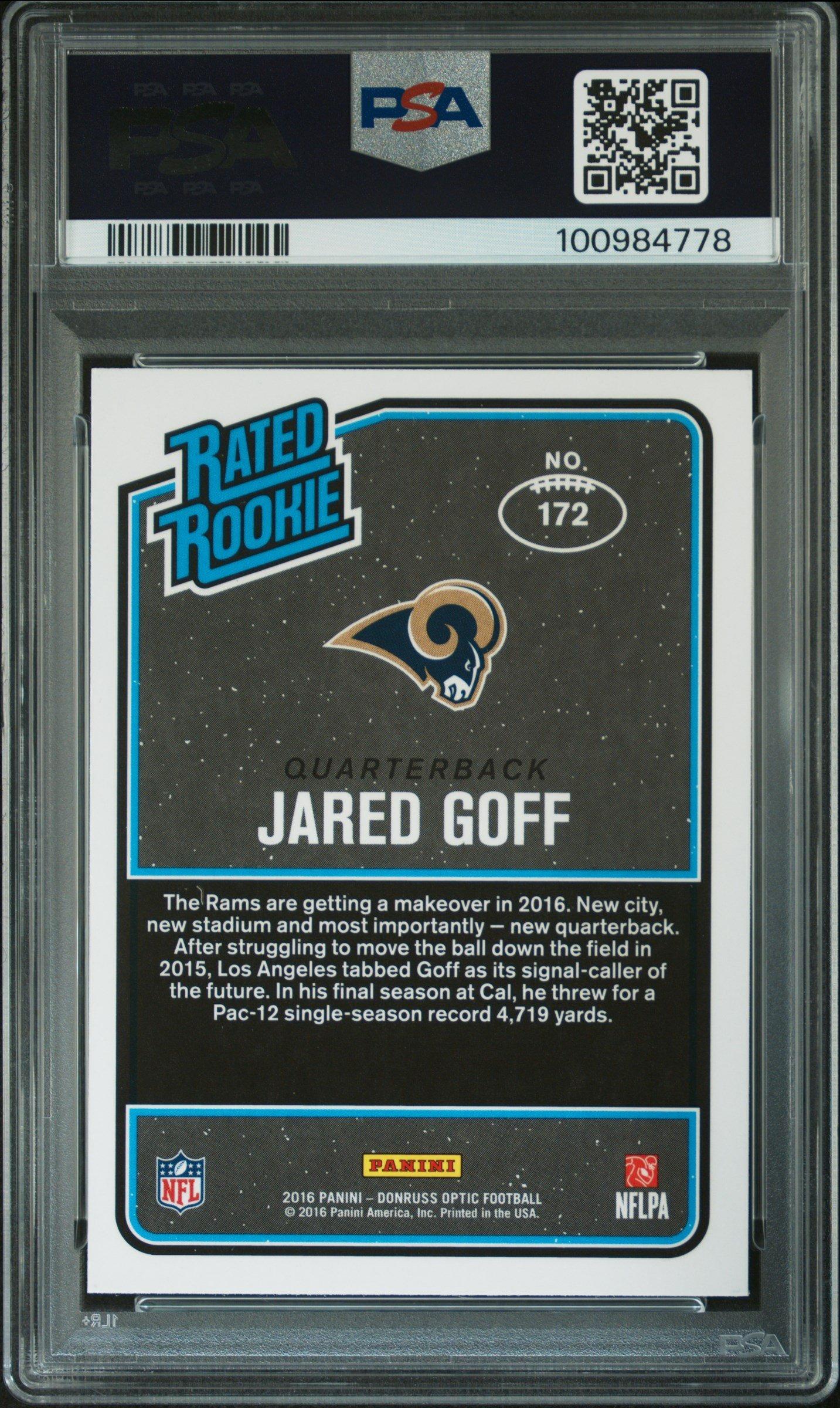2016 Panini Donruss Optic 172 Jared Goff PSA