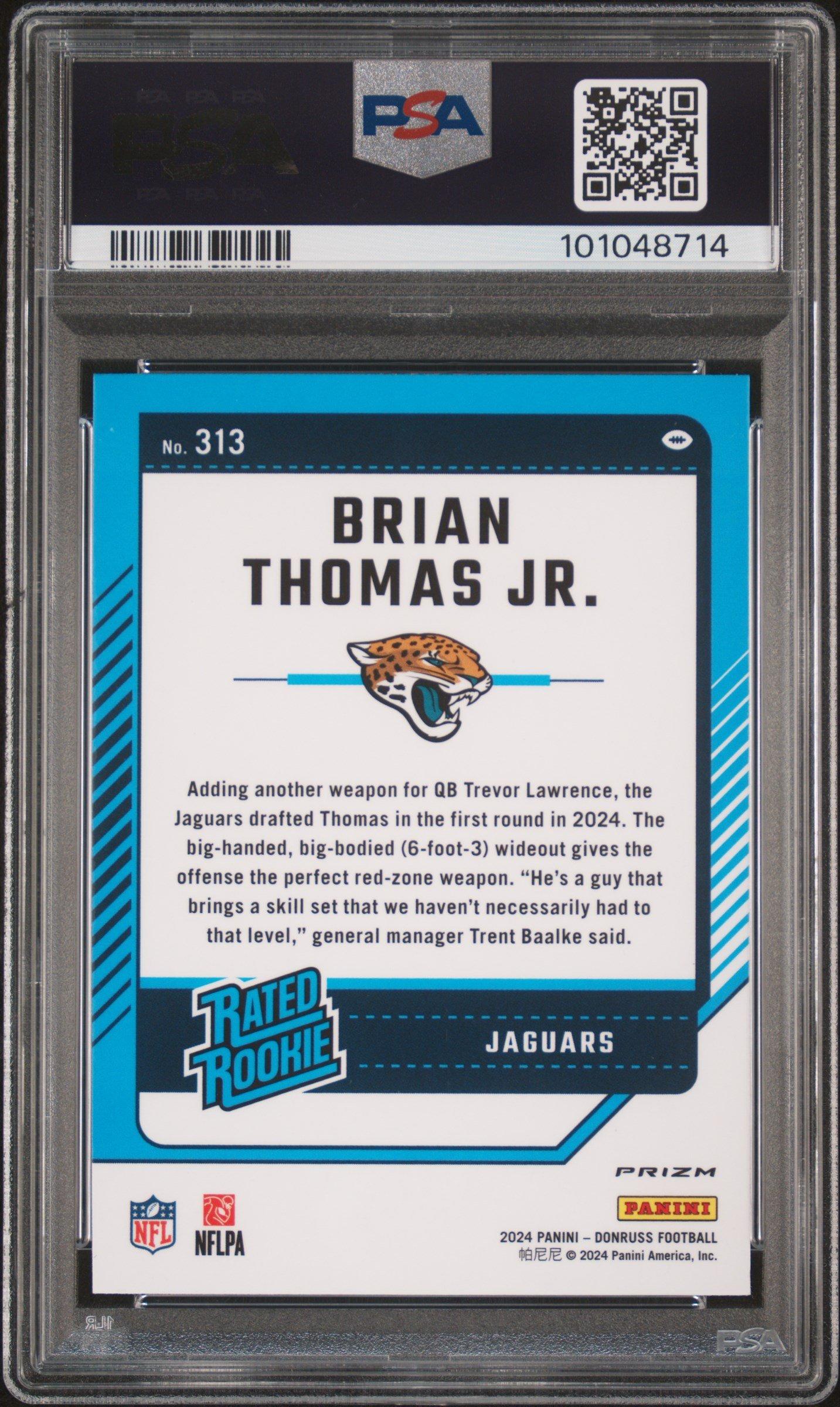 2024 Panini Donruss 313 Brian Thomas Jr. Optic Preview-red Pandora PSA 10