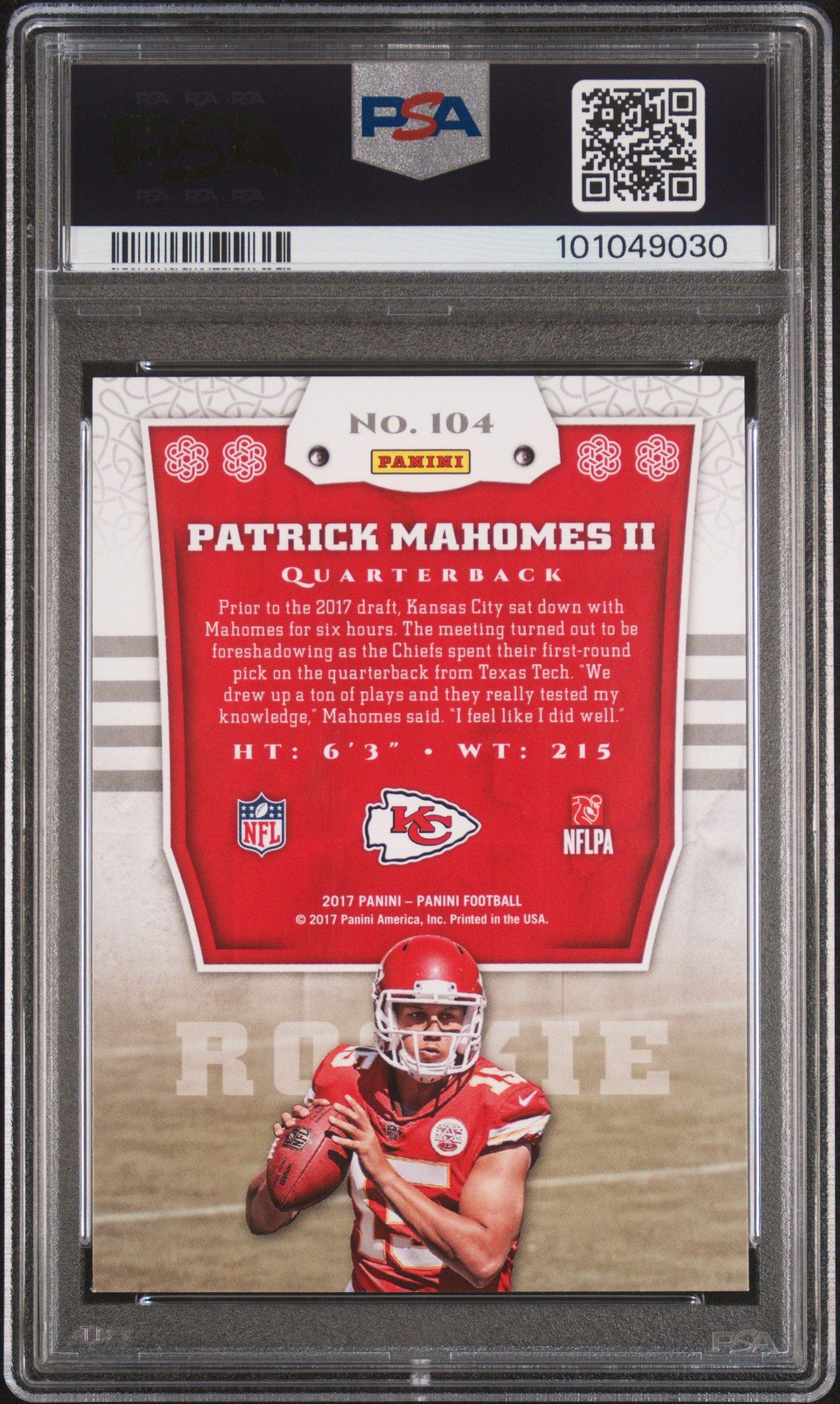 2017 Panini 104 Patrick Mahomes Ii PSA