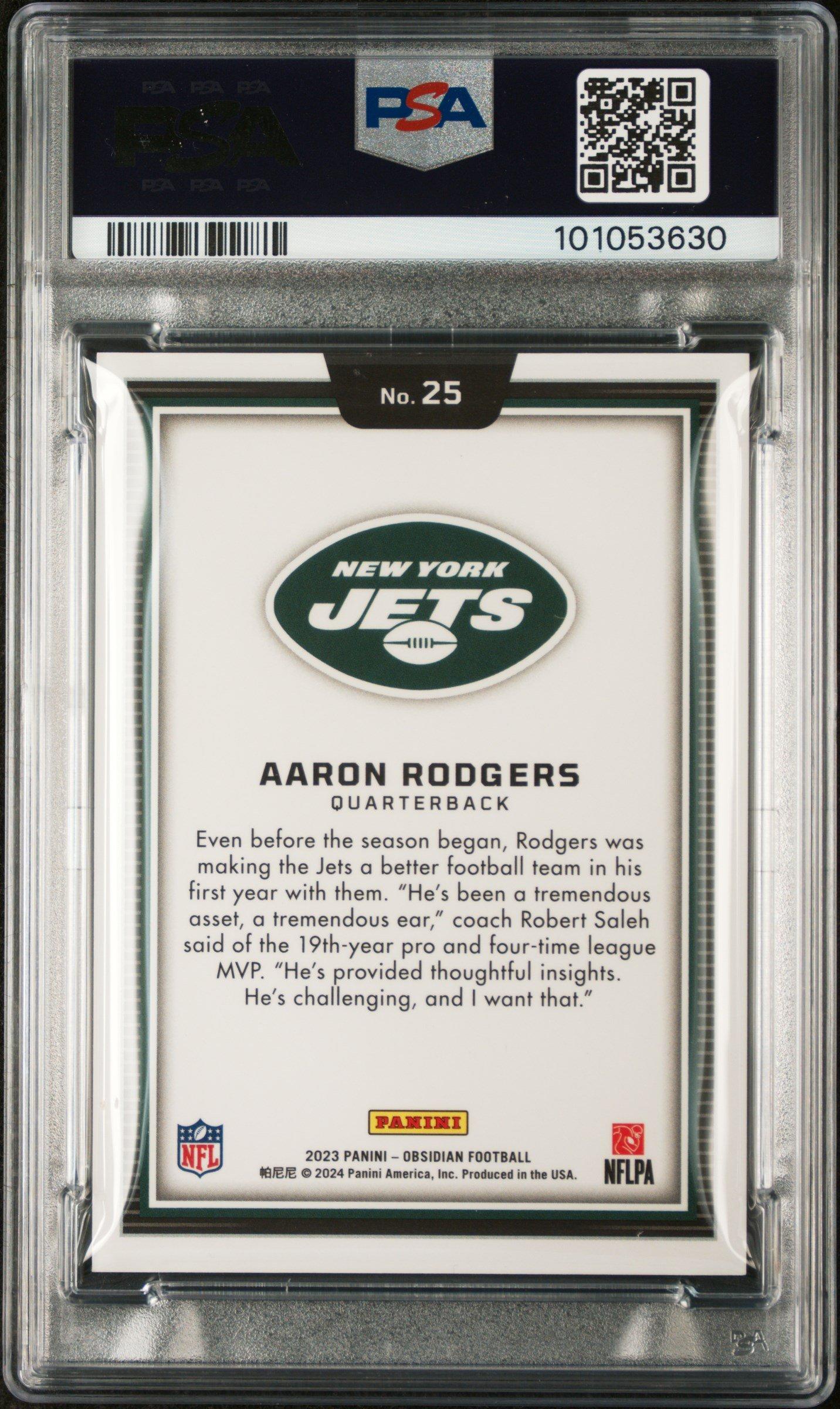 2023 Panini Obsidian Black Color Blast 25 Aaron Rodgers PSA