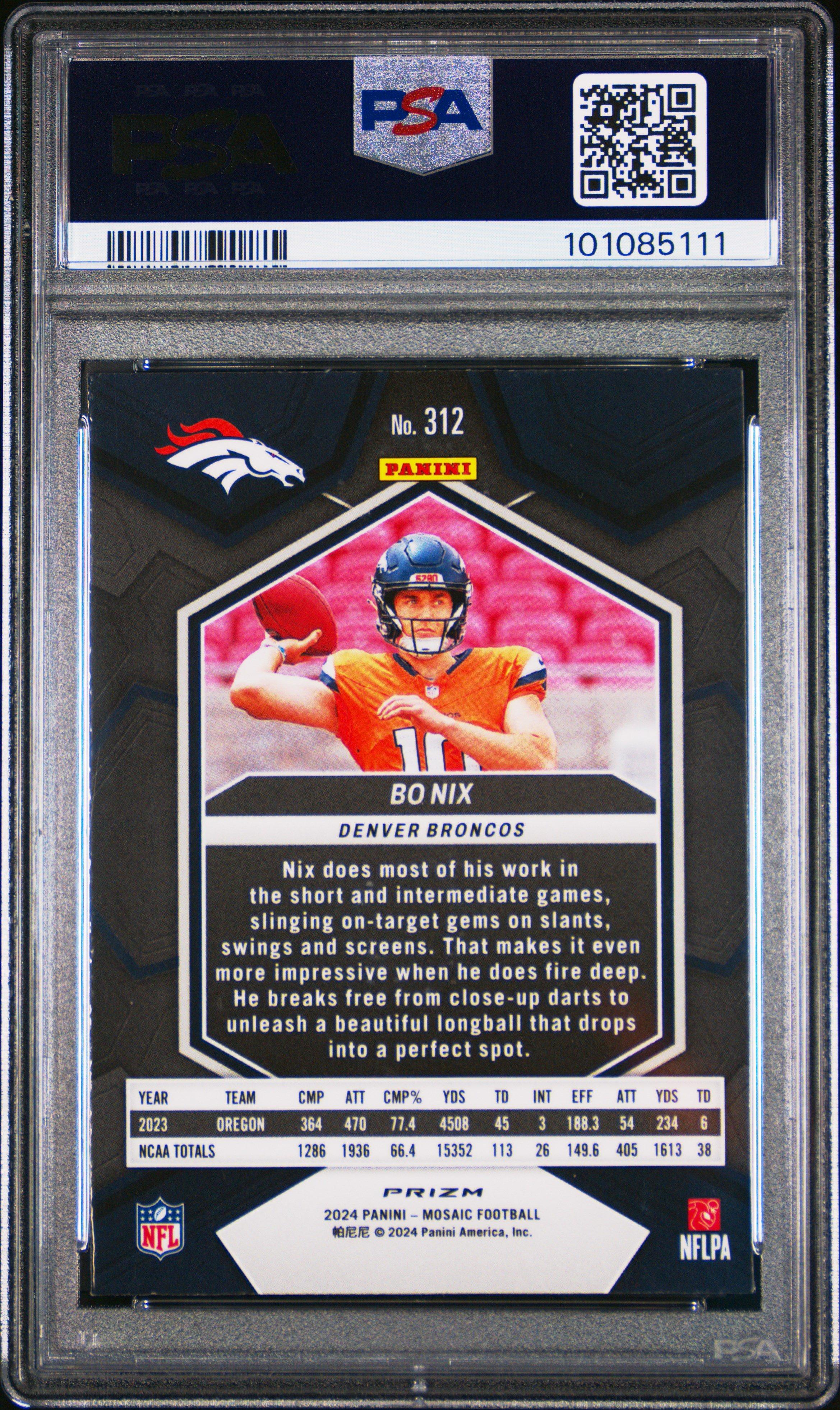 2024 Panini Mosaic 312 Bo Nix Mosaic PSA