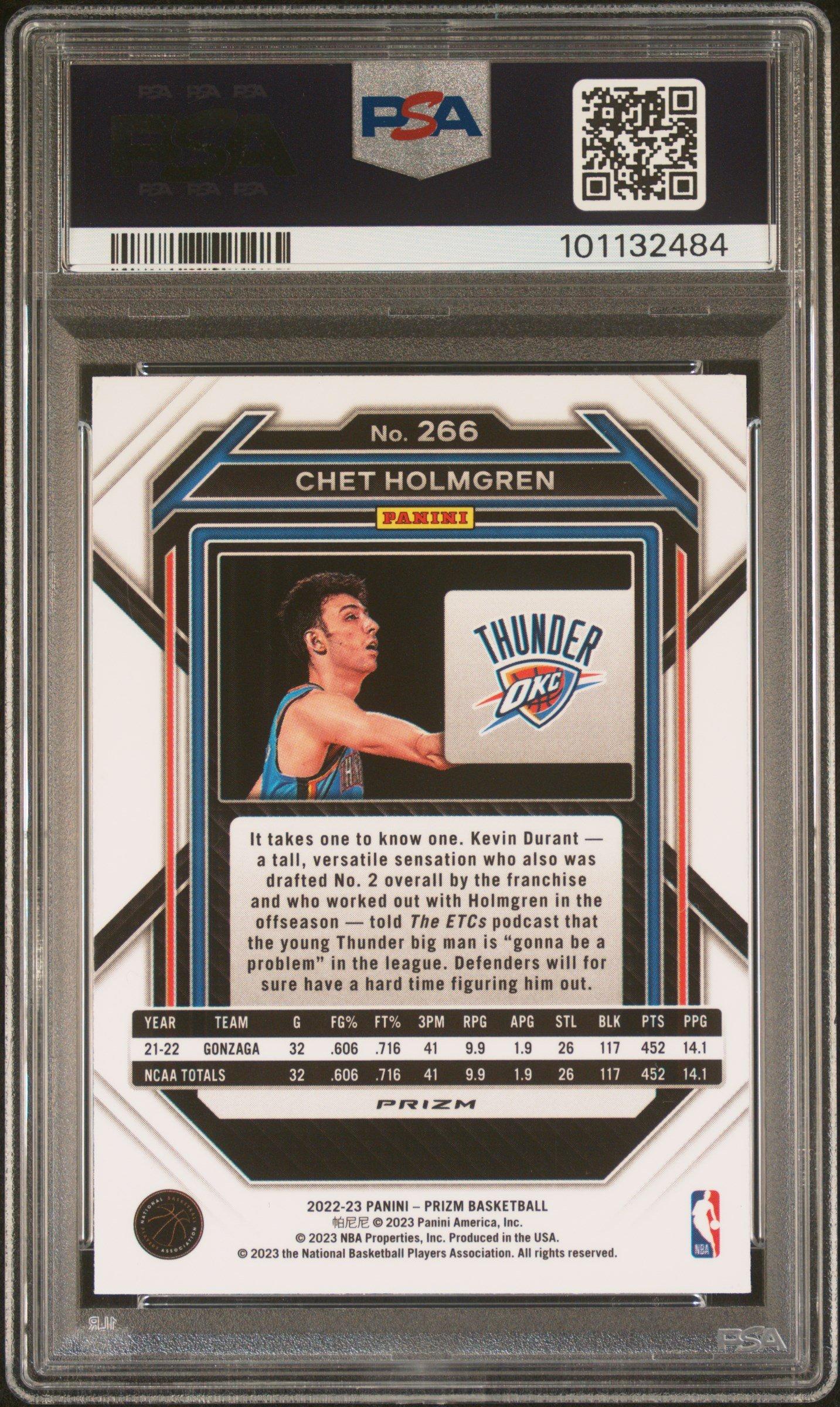 2022 Panini Prizm 266 Chet Holmgren Ice PSA