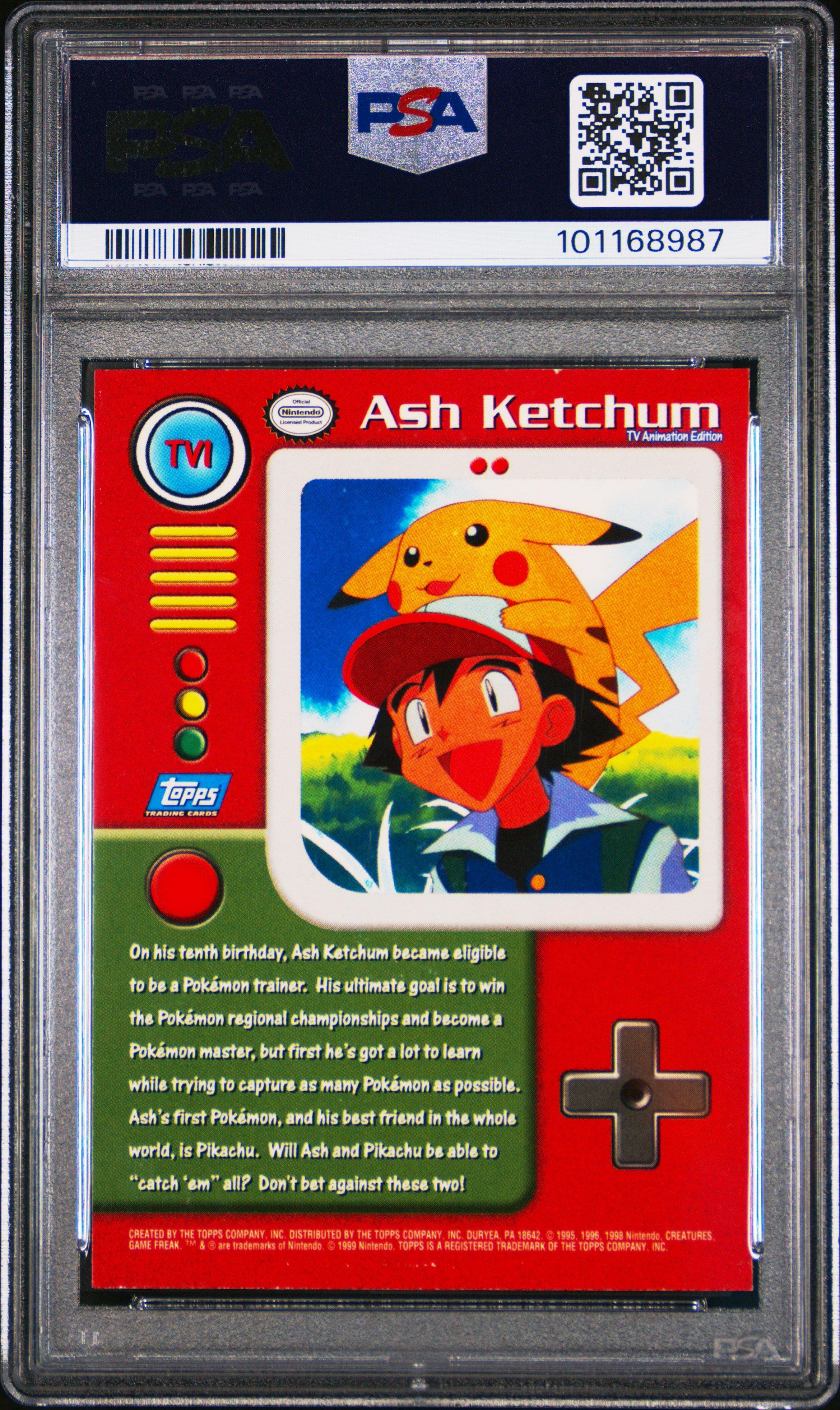 1999 Topps Pokemon Series 1 Character Cards Tv1 Ash Ketchum PSA