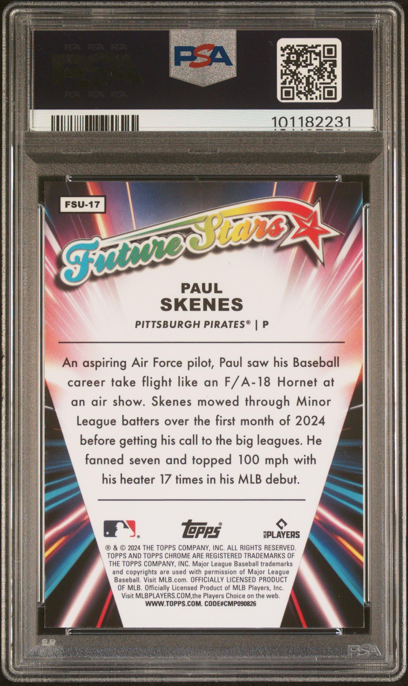 2024 Topps Chrome Update Future Stars Fsu17 Paul Skenes PSA 10