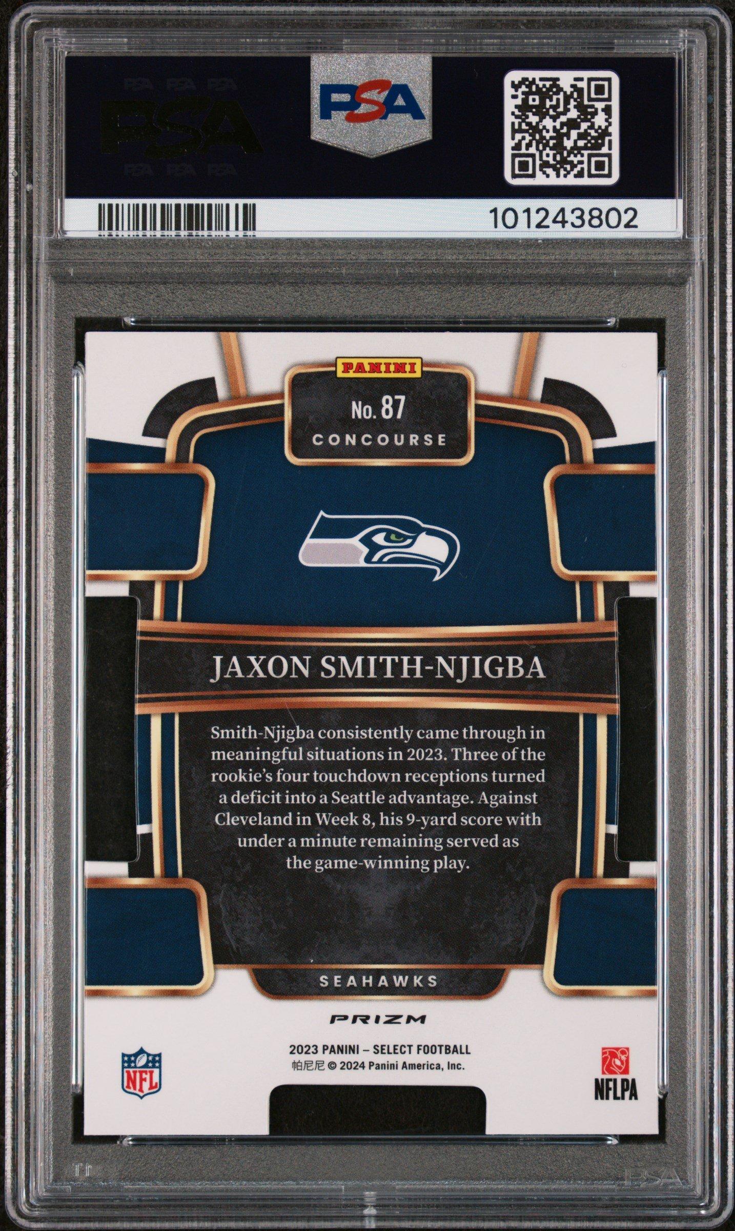 2023 Panini Select 87 Jaxon Smith-njigba Die-cut Zebra Prizm PSA