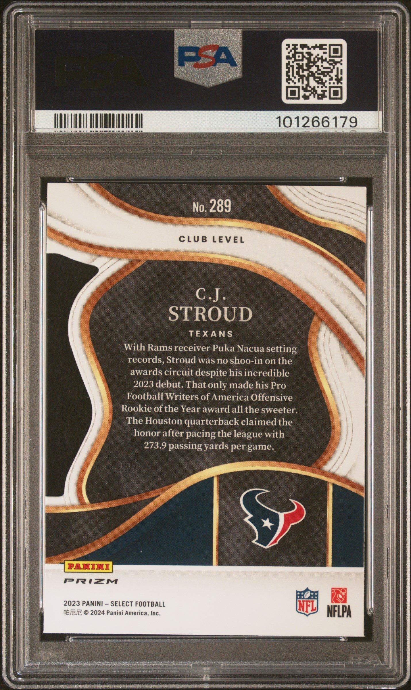 2023 Panini Select Cj Stroud Die-cut Red & Prizm PSA 10