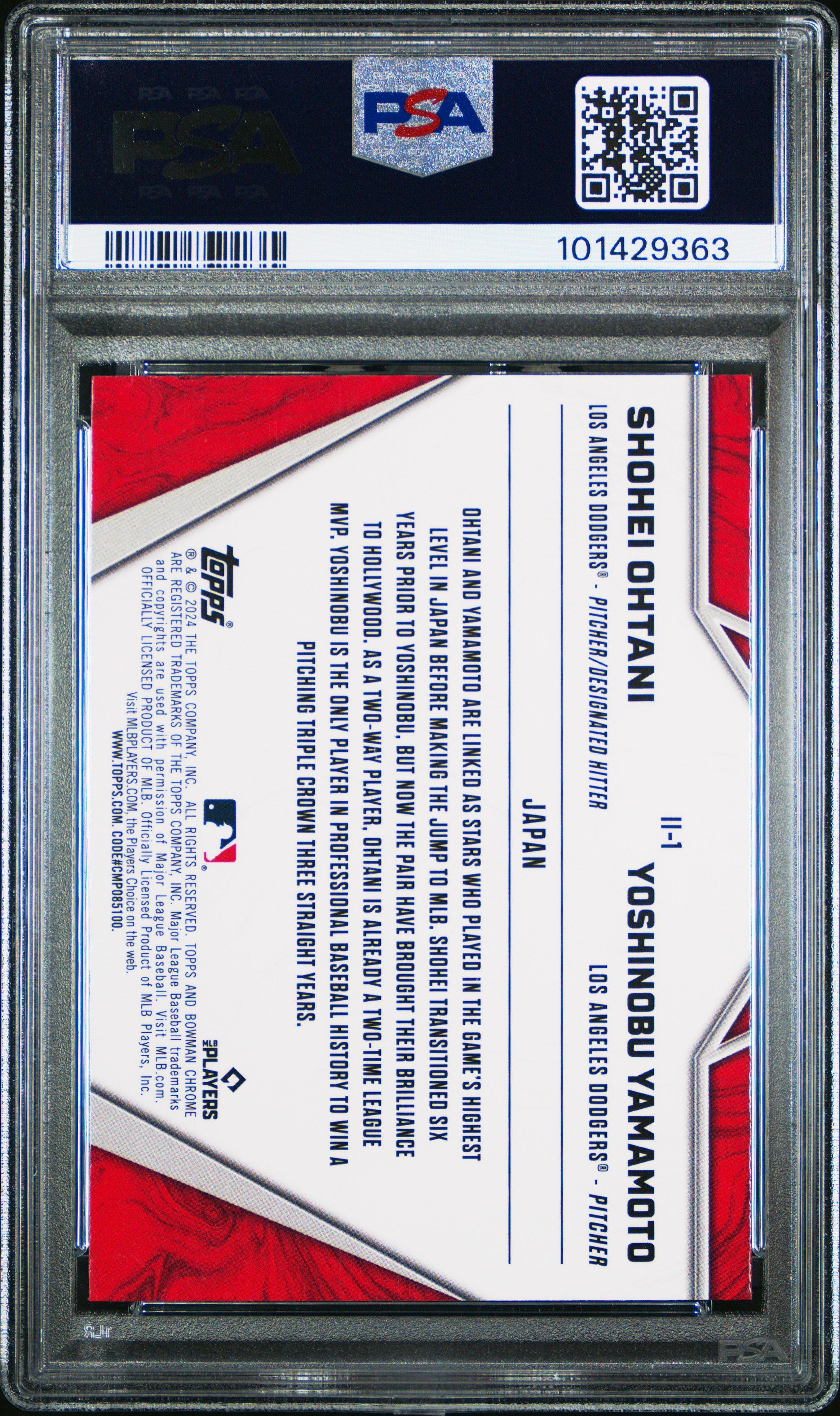 2024 Bowman Chrome International Impact Ii1 Shohei Ohtani/yoshinobu Yamamoto PSA 10