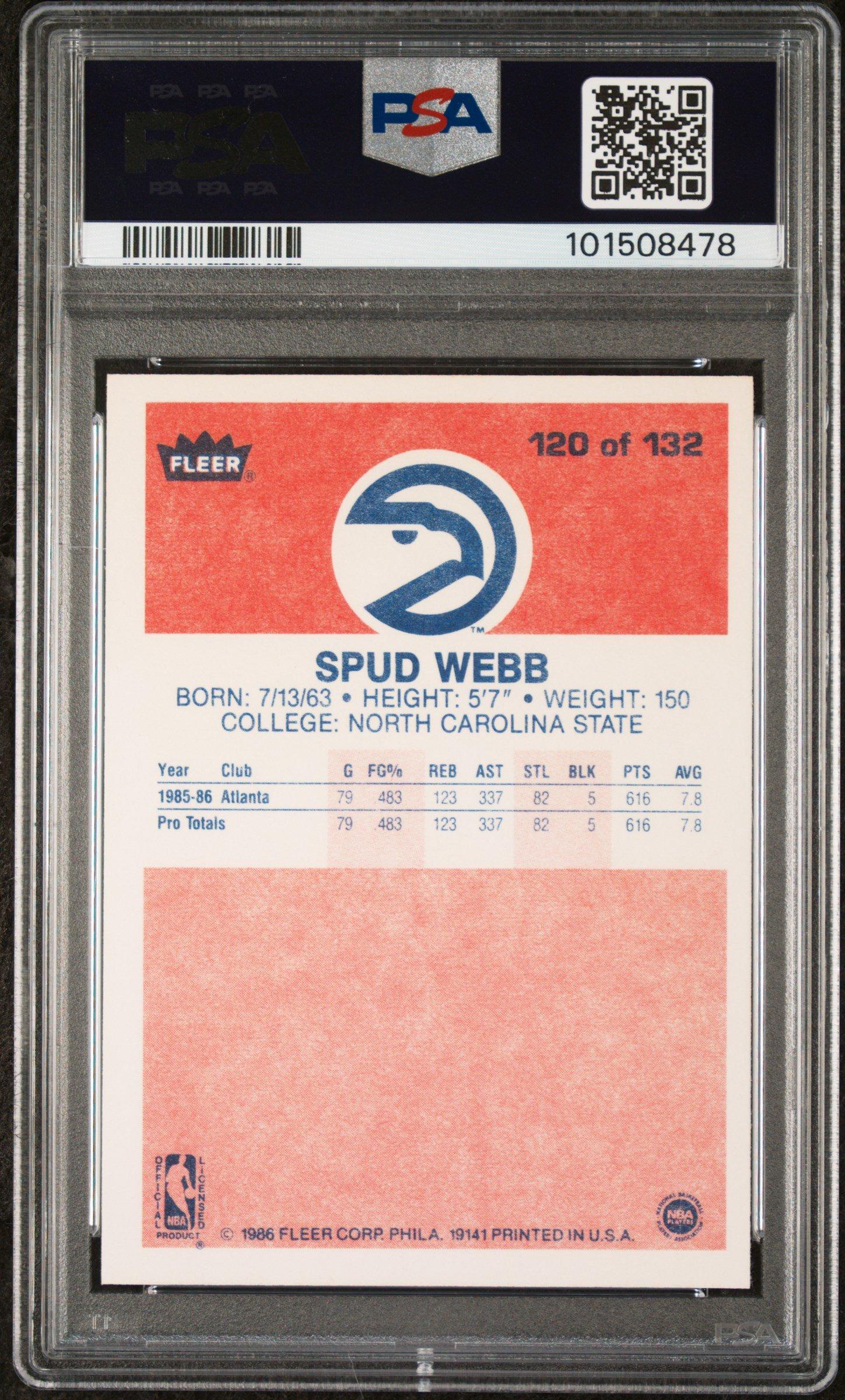 1986 Fleer 120 Spud Webb PSA