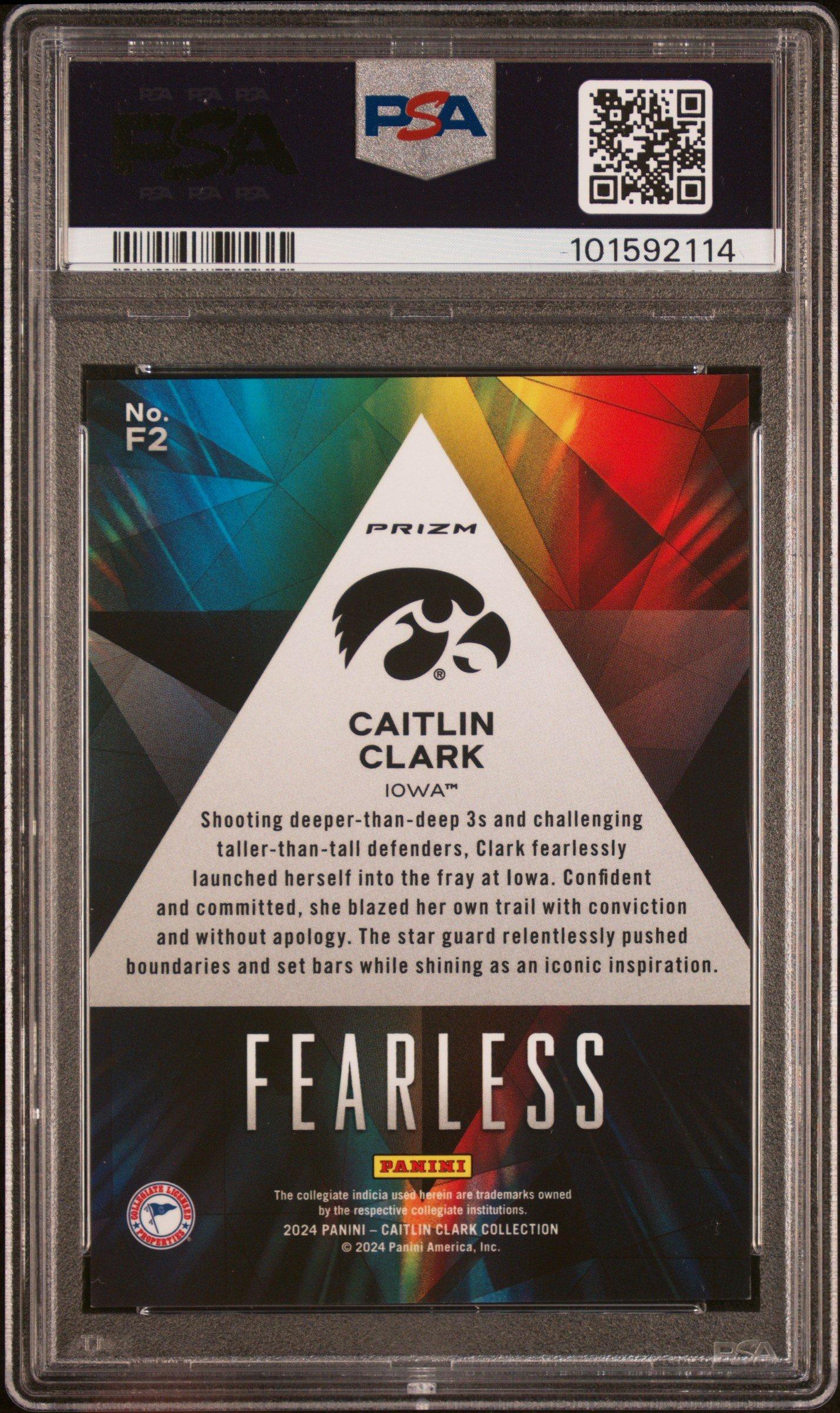 2024 Panini Caitlin Clark Collection Fearless F2 Caitlin Clark PSA 9