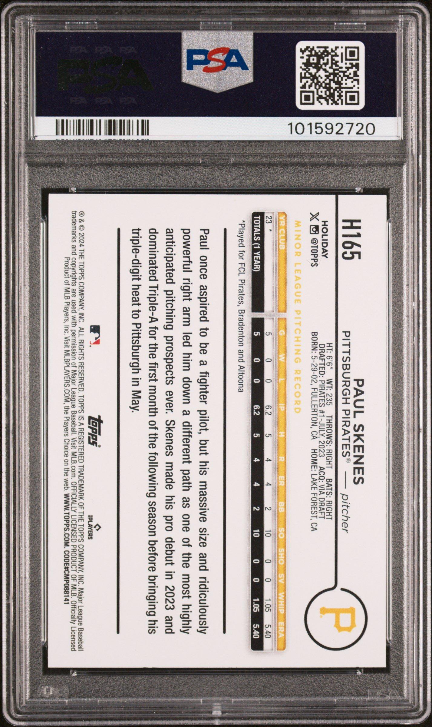 2024 Topps Holiday H165 Paul Skenes PSA 10
