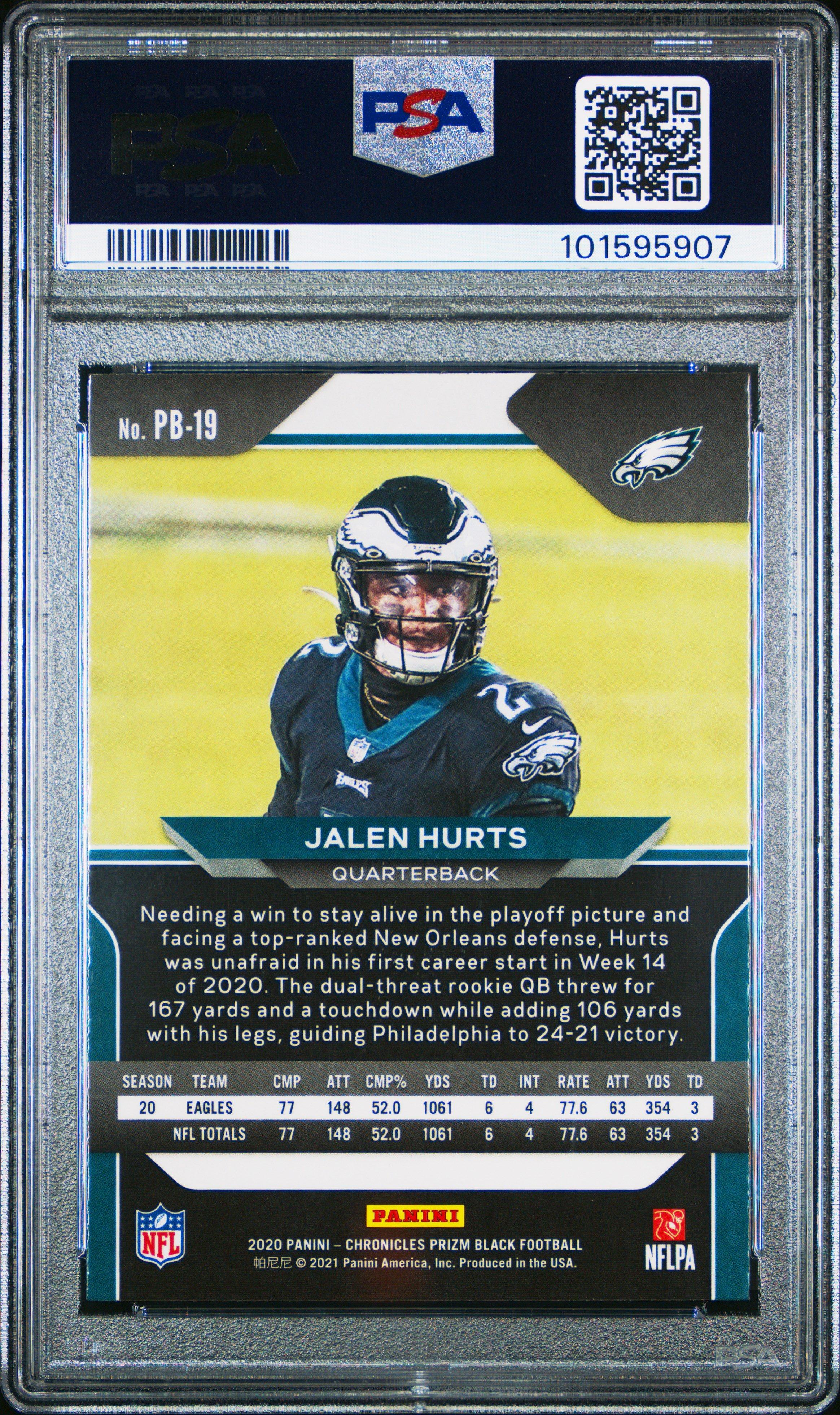 2020 Panini Chronicles Prizm Black Pb19 Jalen Hurts PSA