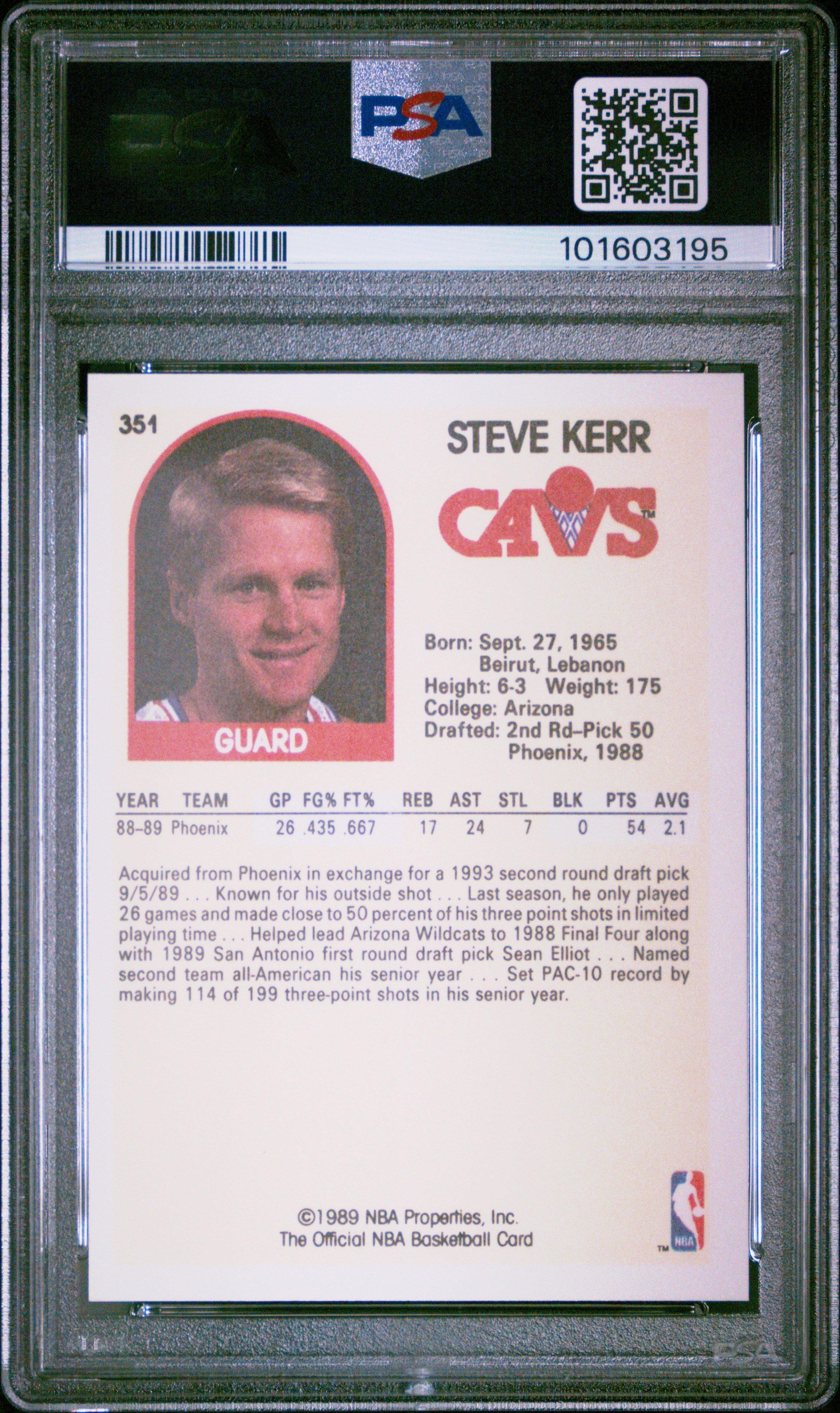 1989 Hoops 351 Steve Kerr PSA 10