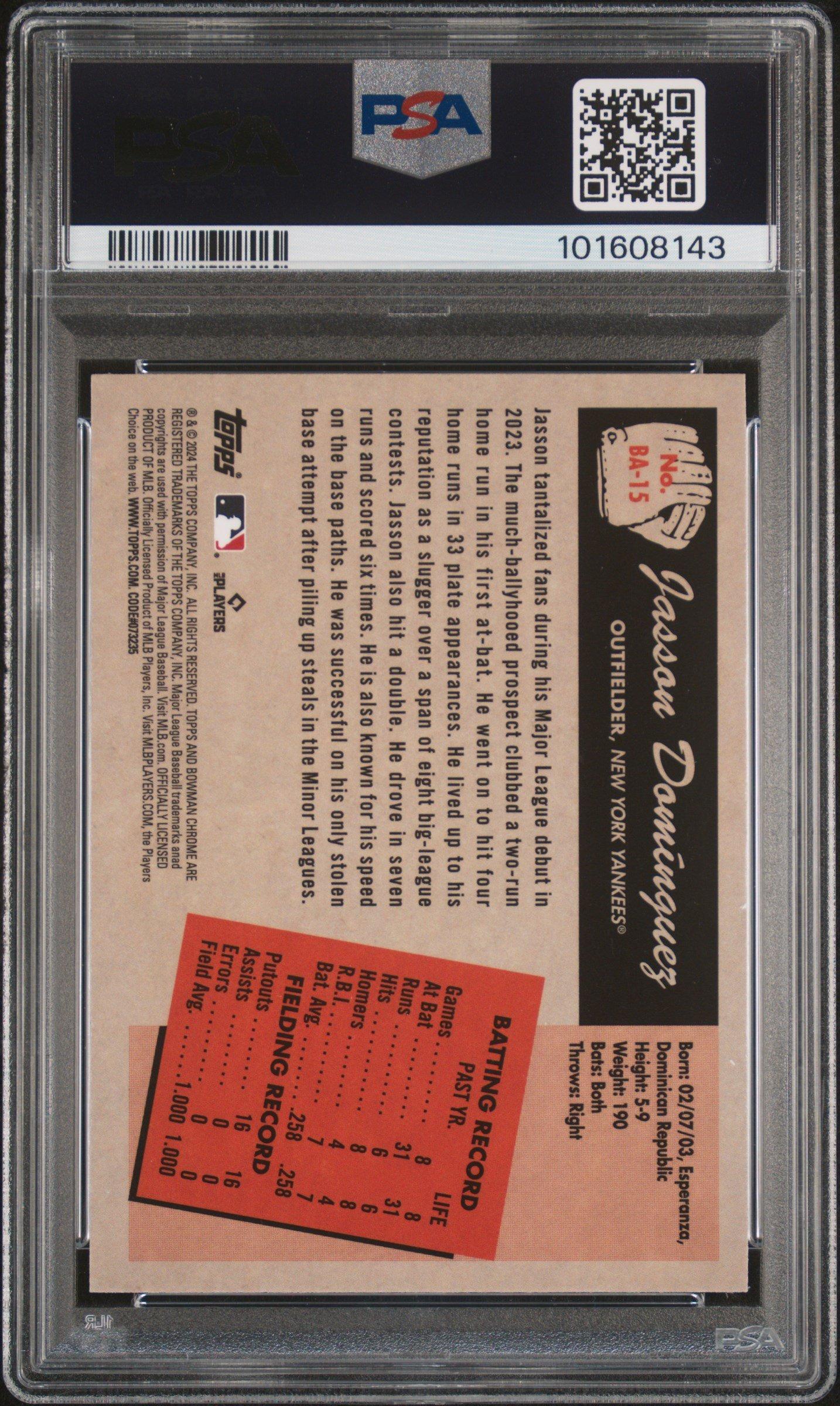 2024 Bowman 1955 Bowman Anime Ba15 Jasson Dominguez PSA 10