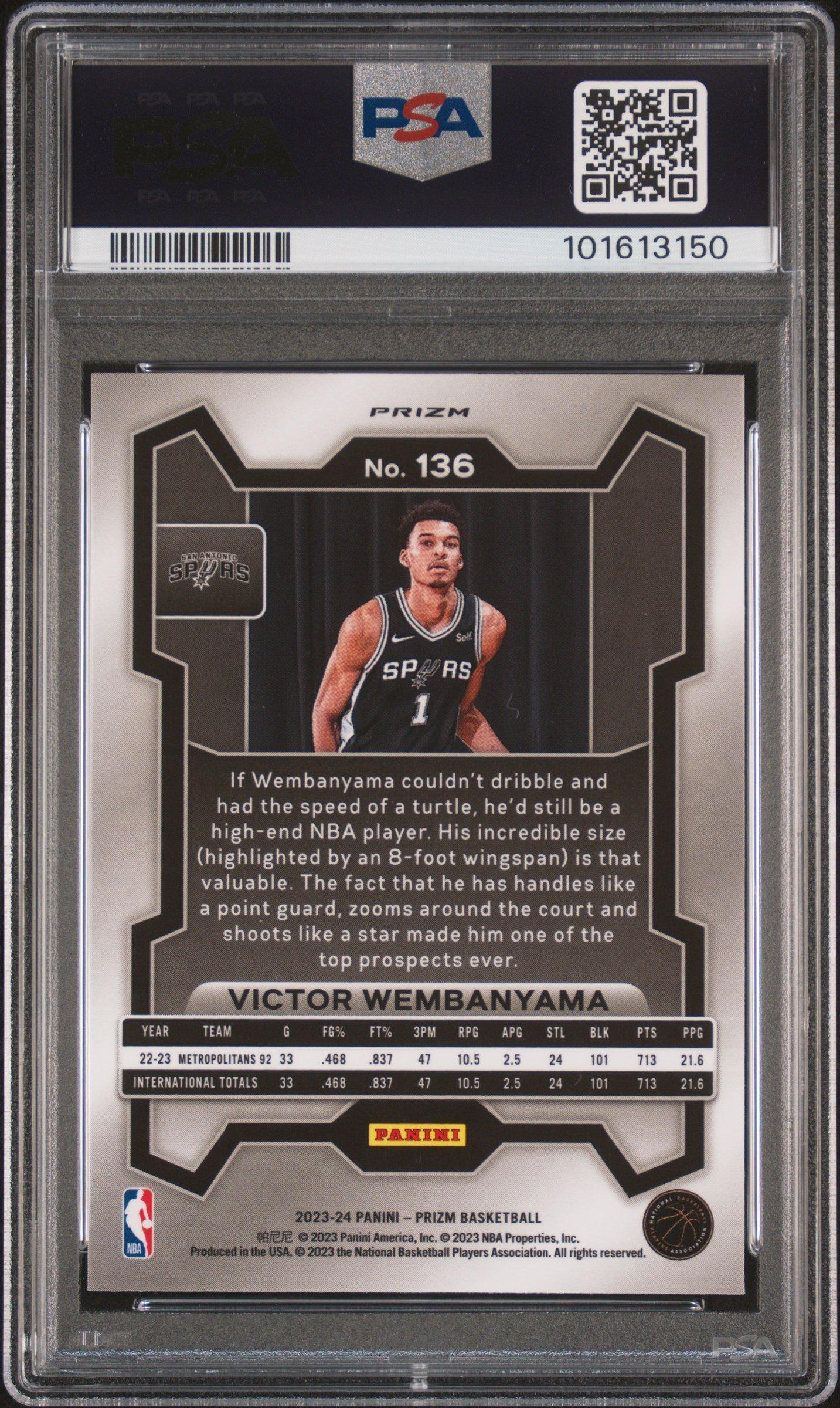 2023 Panini Prizm 136 Victor Wembanyama Pink Ice PSA
