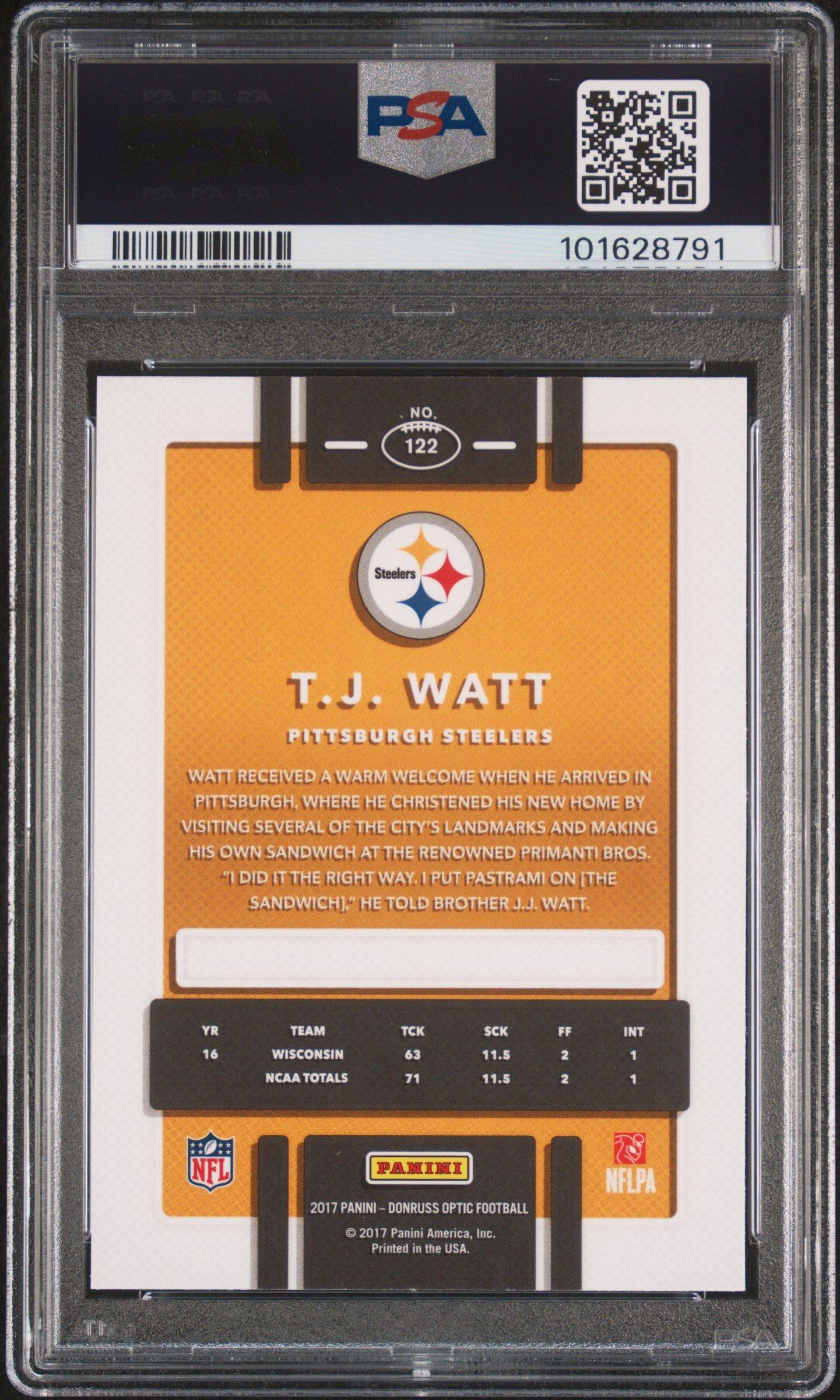 2017 Panini Donruss Optic 122 T.j. Watt PSA 9