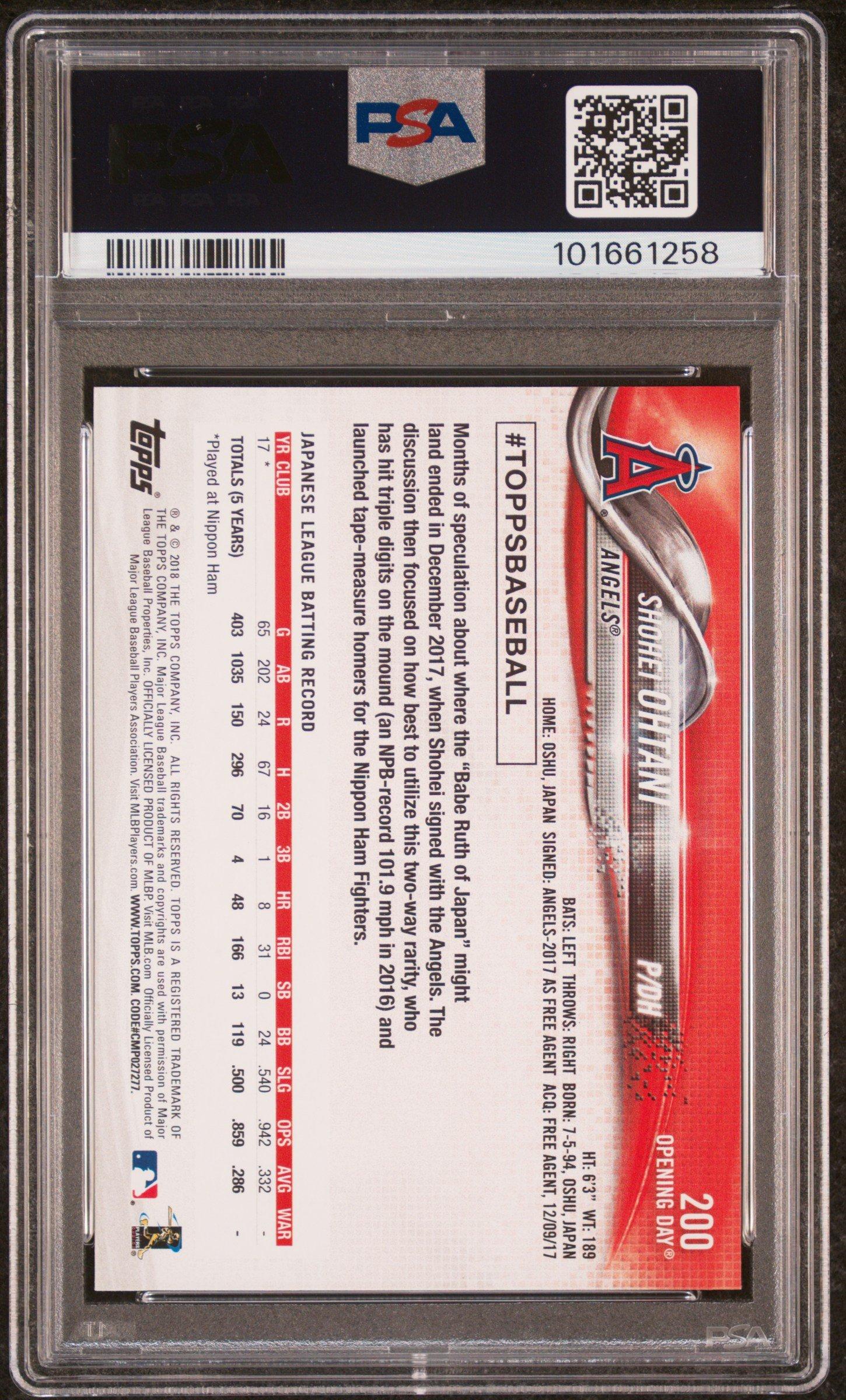 2018 Topps Opening Day 200 Shohei Ohtani PSA