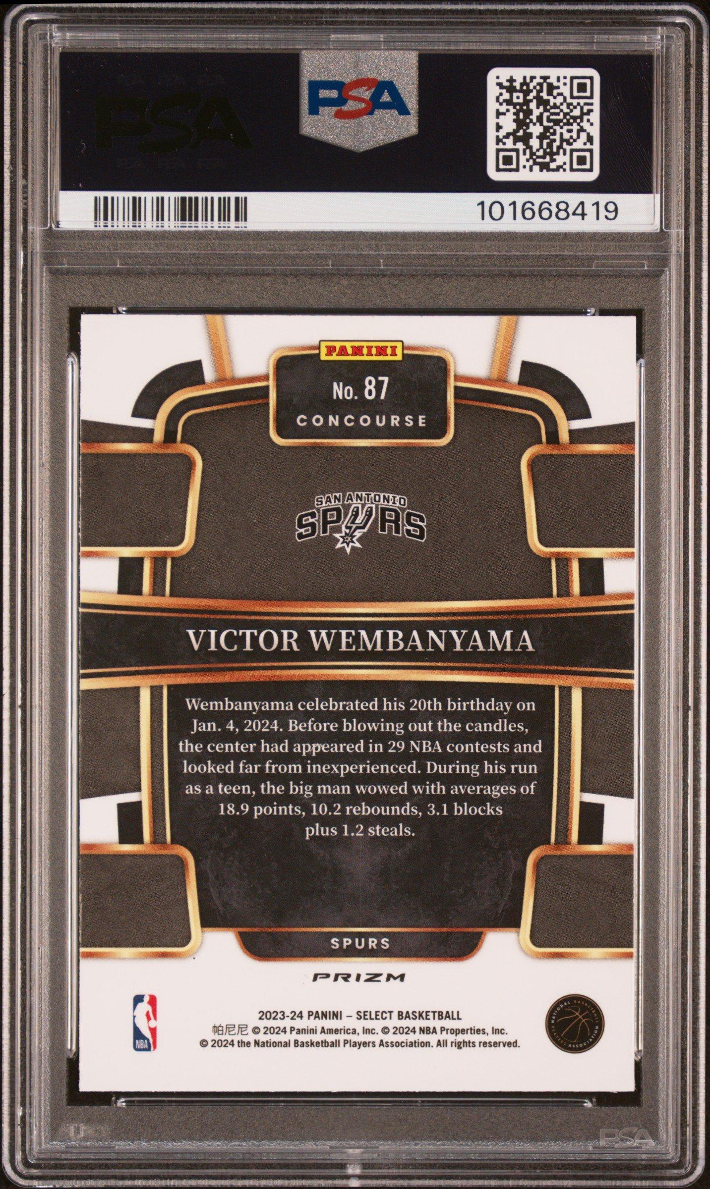 2023 Panini Select 87 Victor Wembanyama Red Cracked Ice PSA