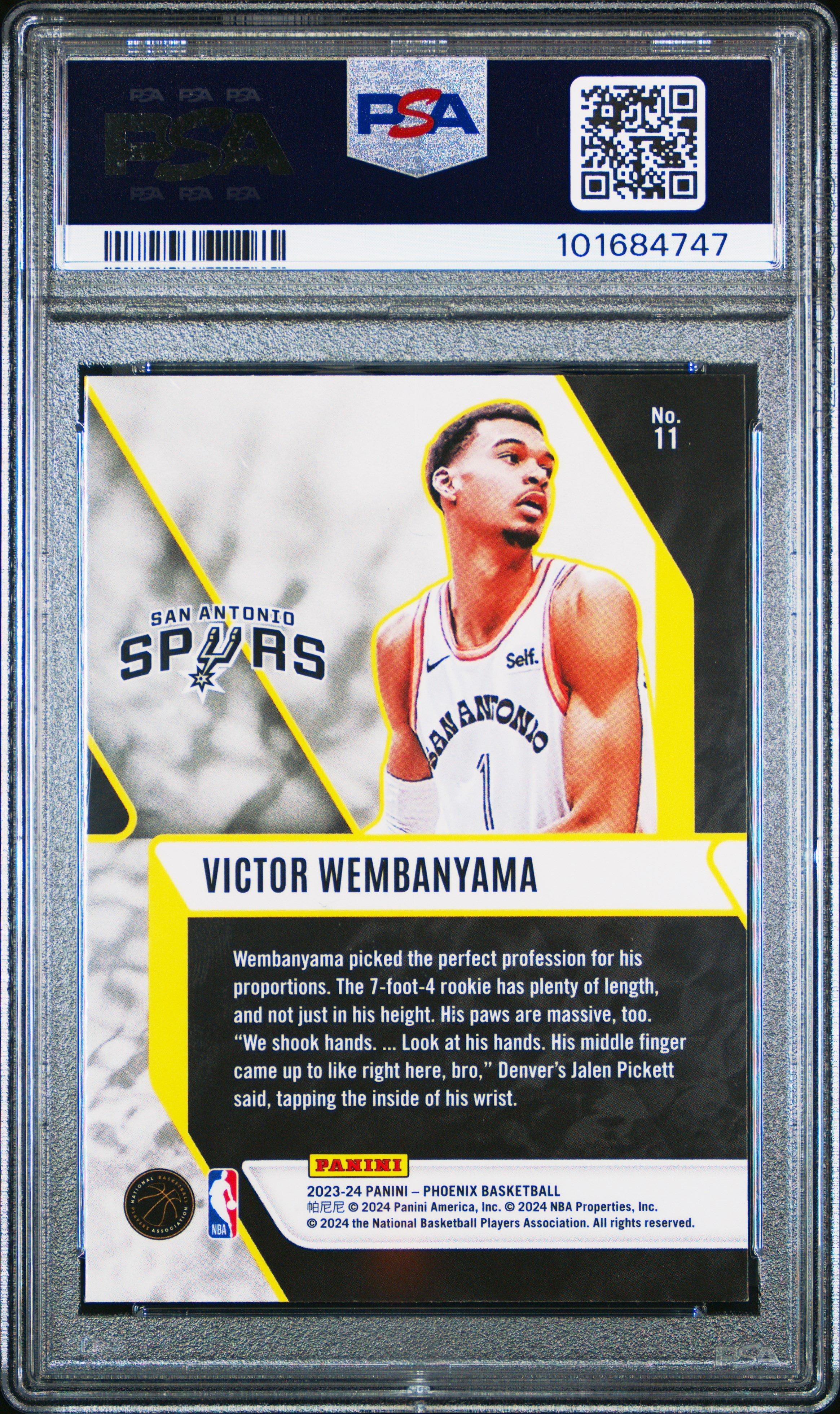 2023 Panini Phoenix Fade To Black 11 Victor Wembanyama Ice PSA