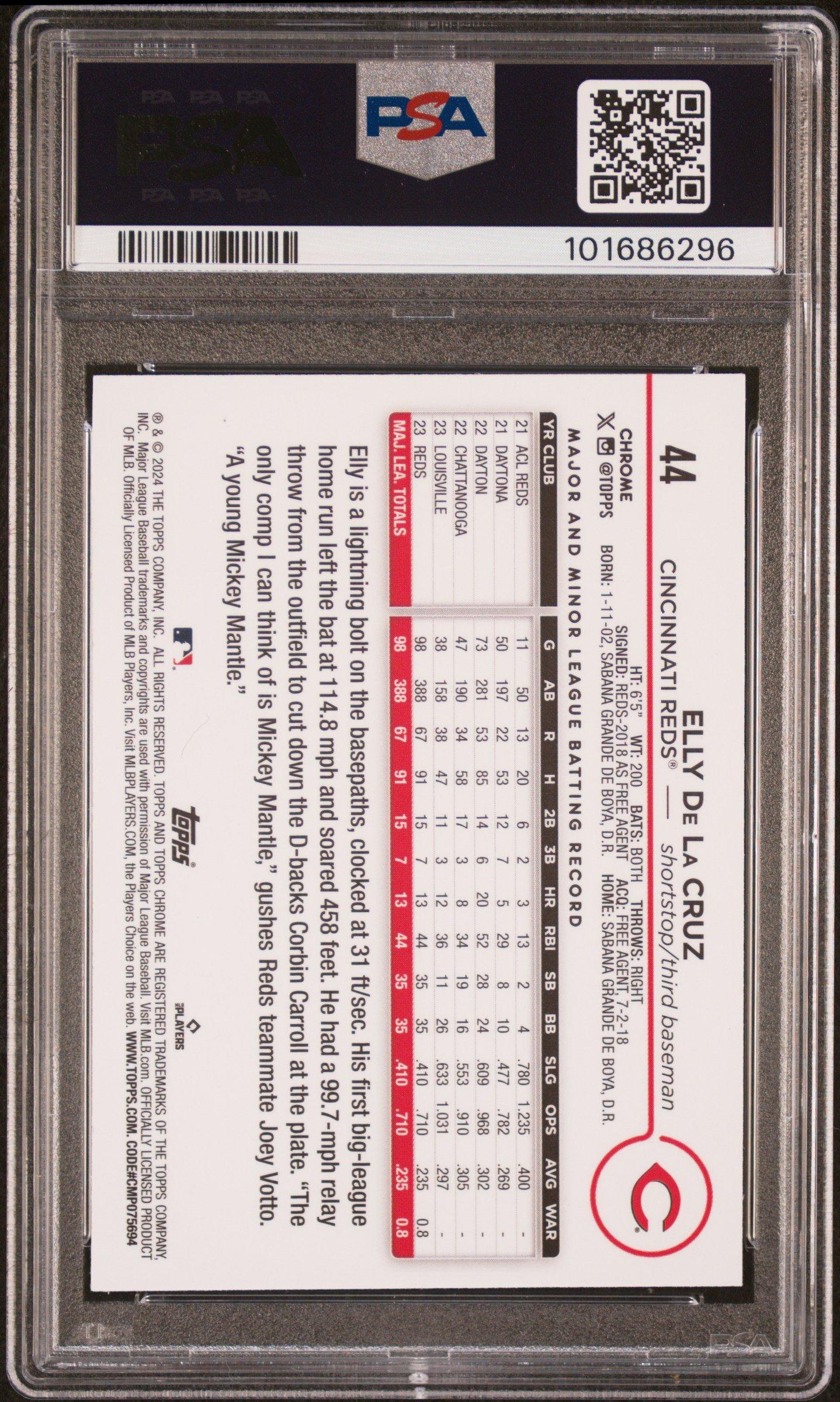 2024 Topps Chrome 44 Elly De La Cruz Sepia Refractor PSA 9