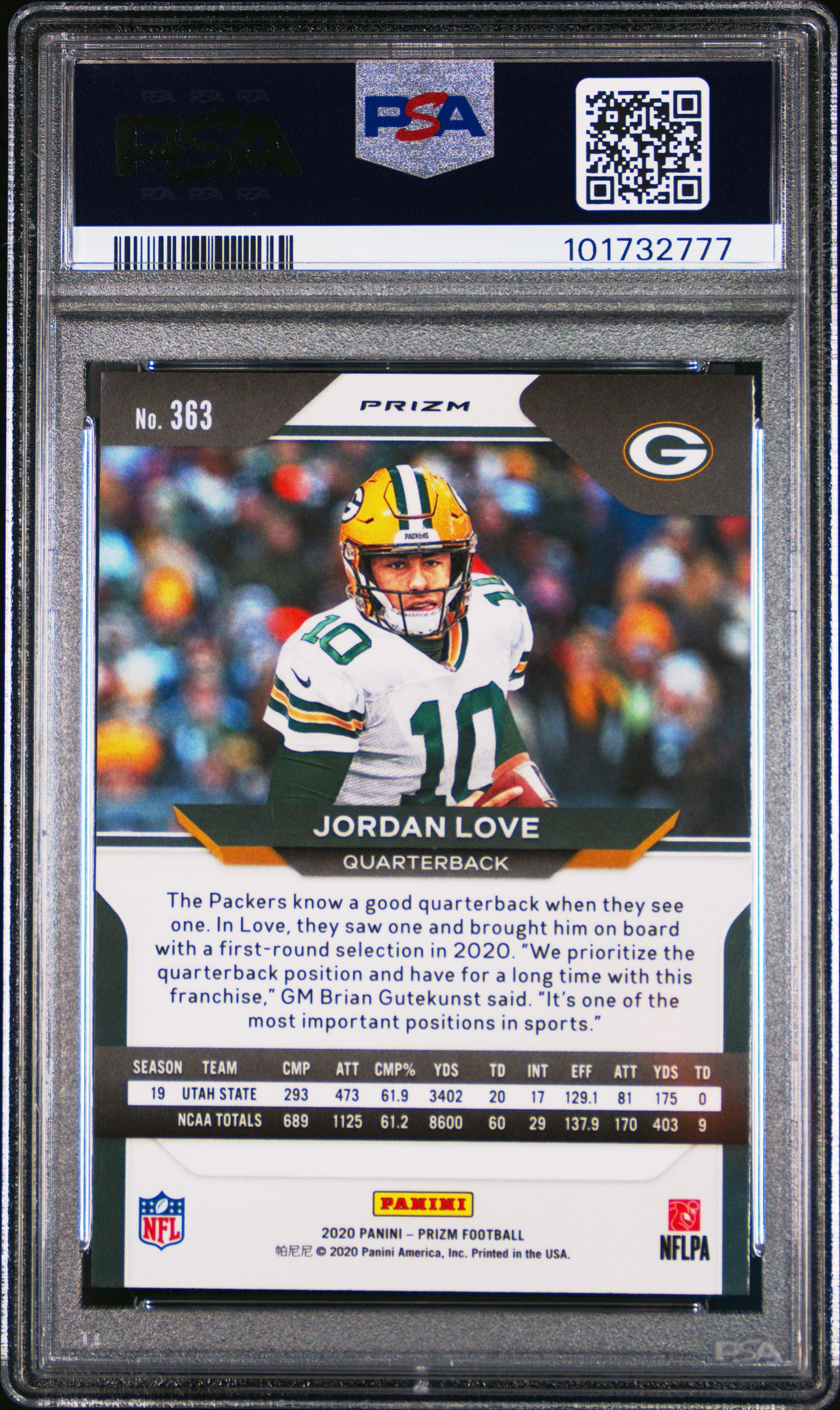 2020 Panini Prizm 363 Jordan Love Lazer Prizm PSA
