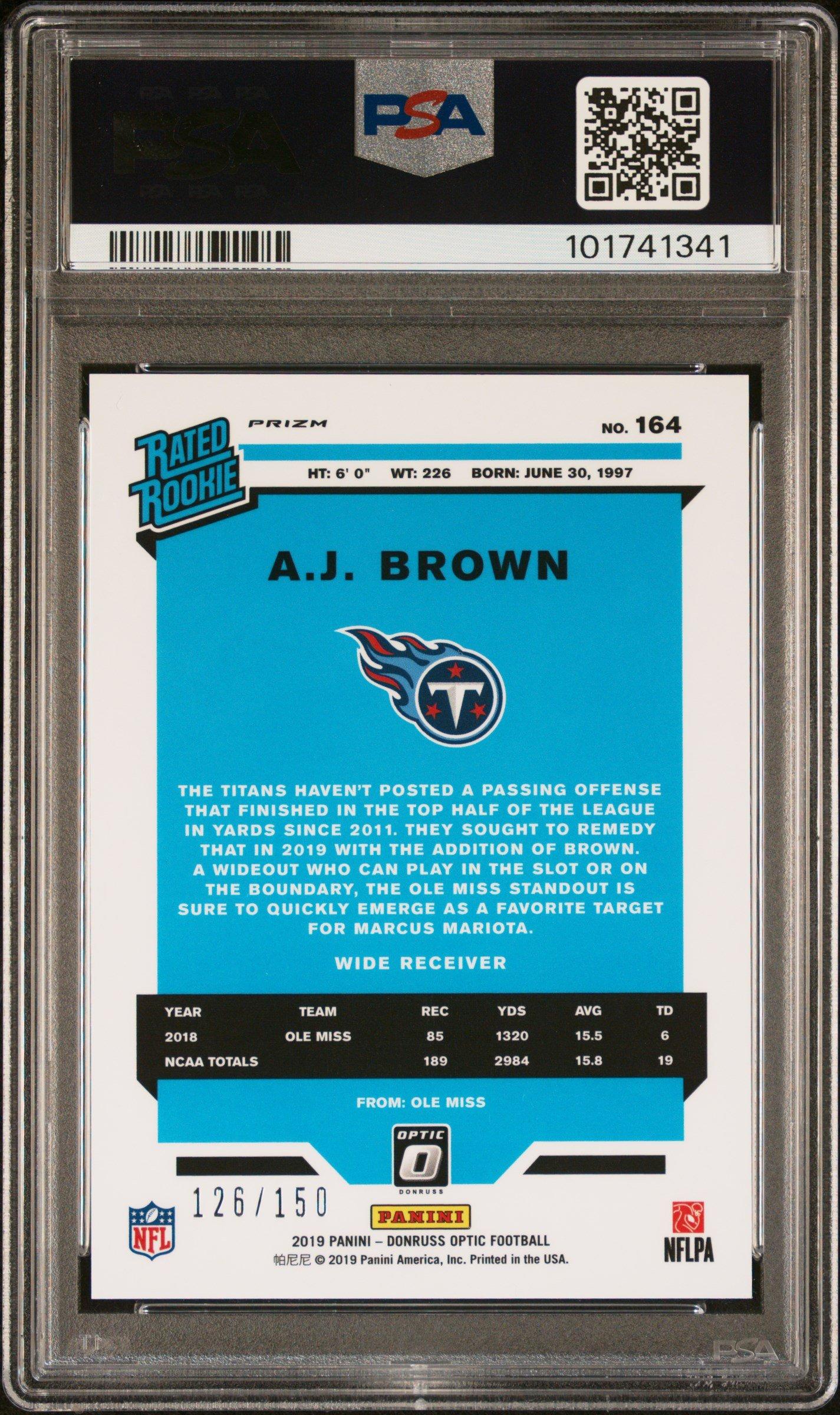 2019 Panini Donruss Optic 164 A.j. Brown Blue PSA 10