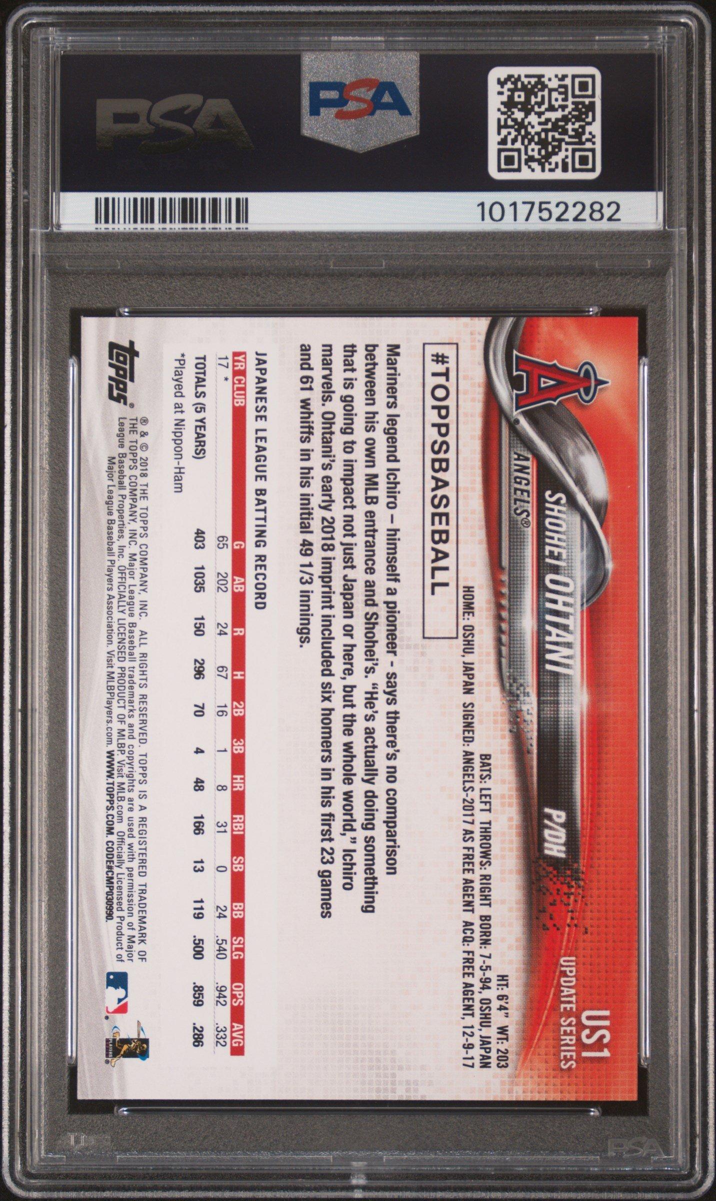 2018 Topps Update Us1 Shohei Ohtani PSA